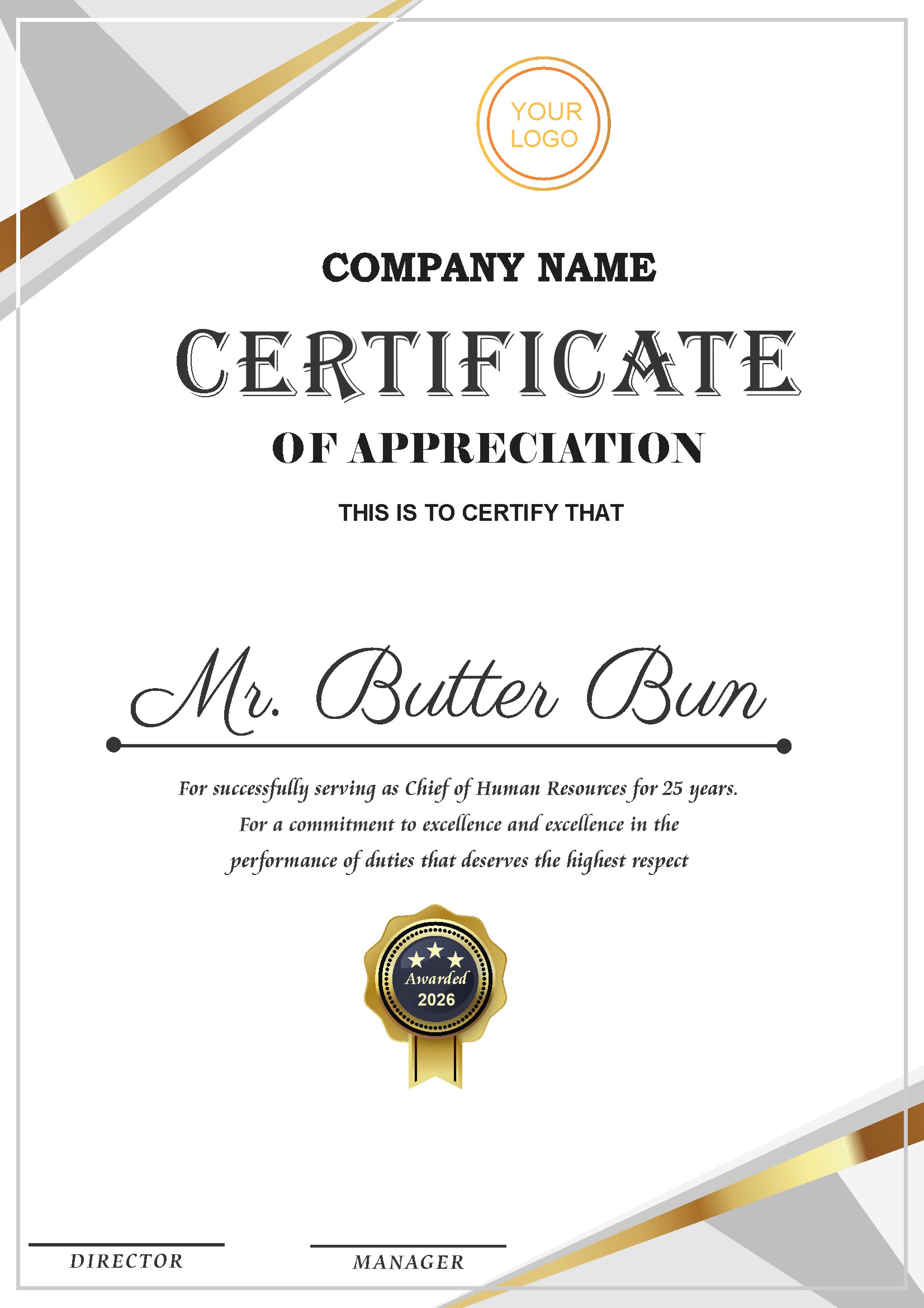 Professional Certificate Design 055