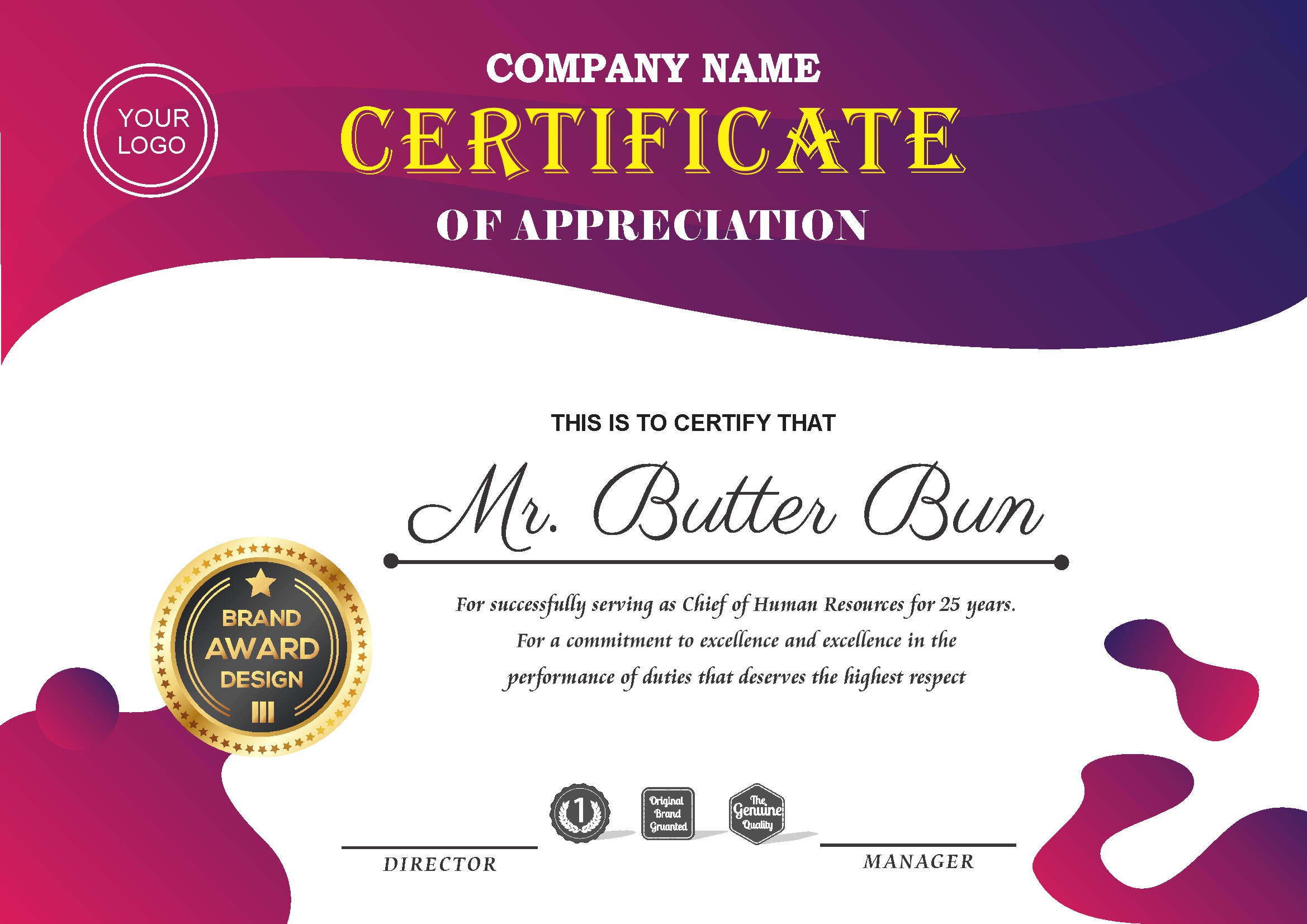 Professional Certificate Design 072