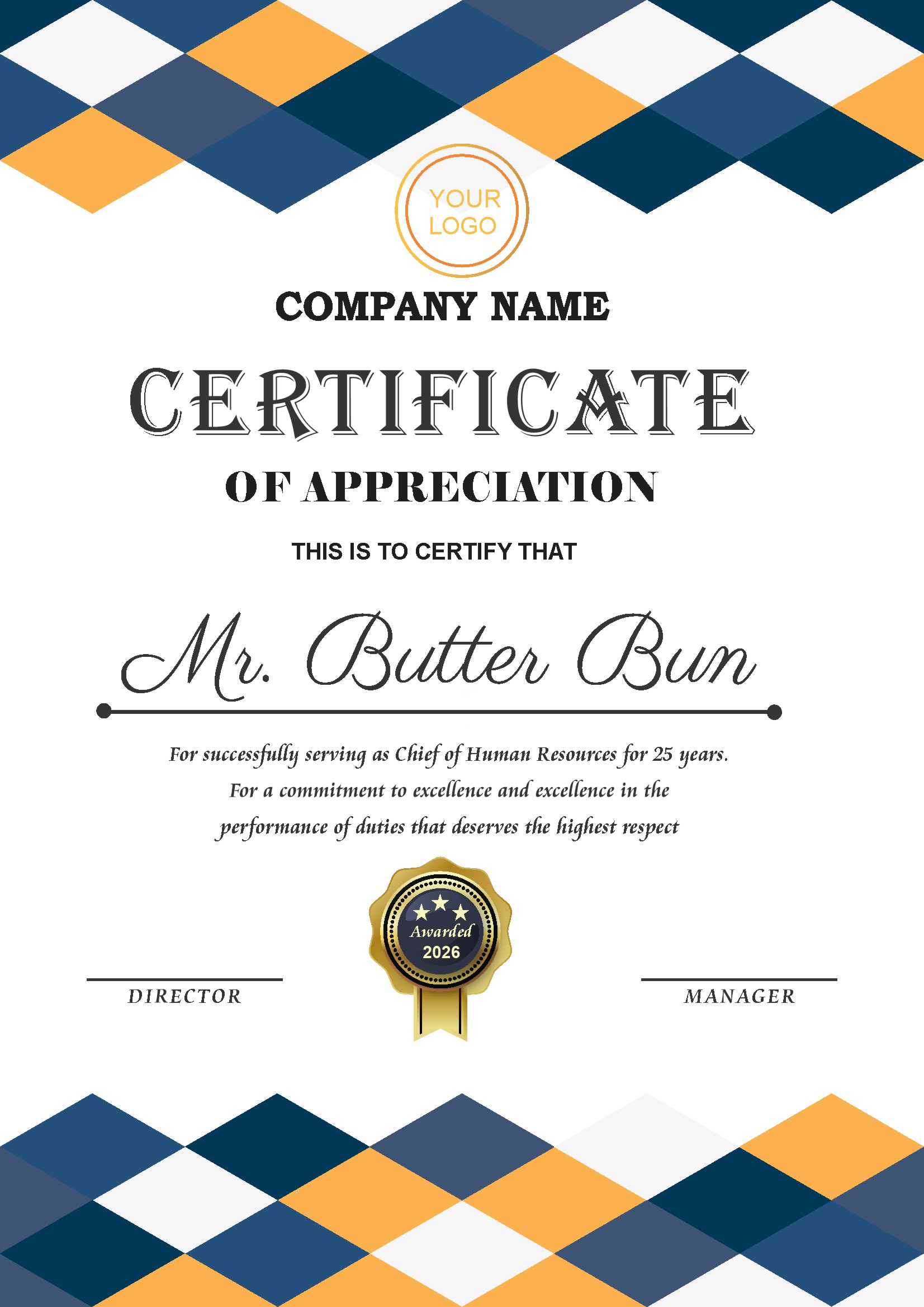 Professional Certificate Design 086