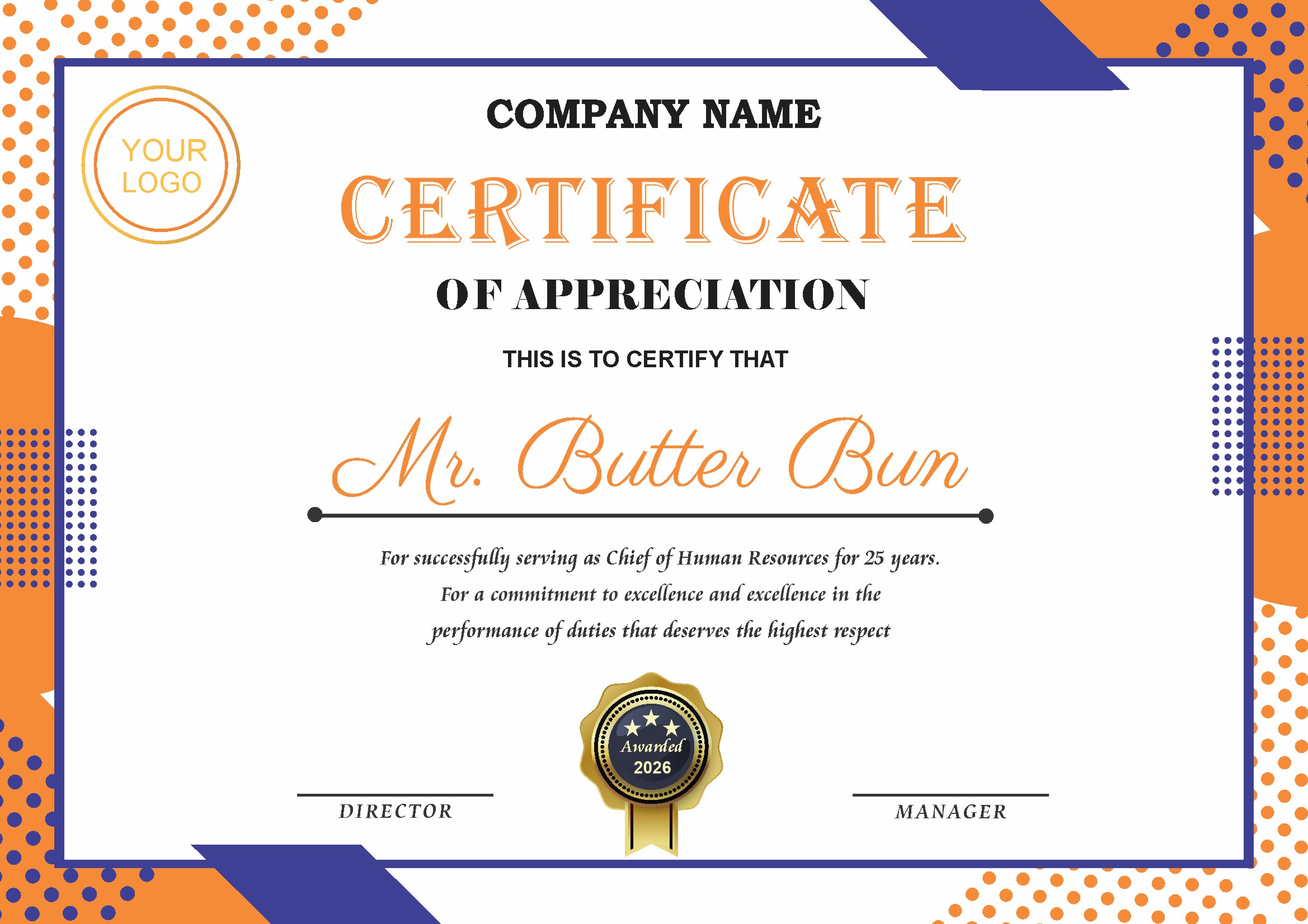 Professional Certificate Design 099