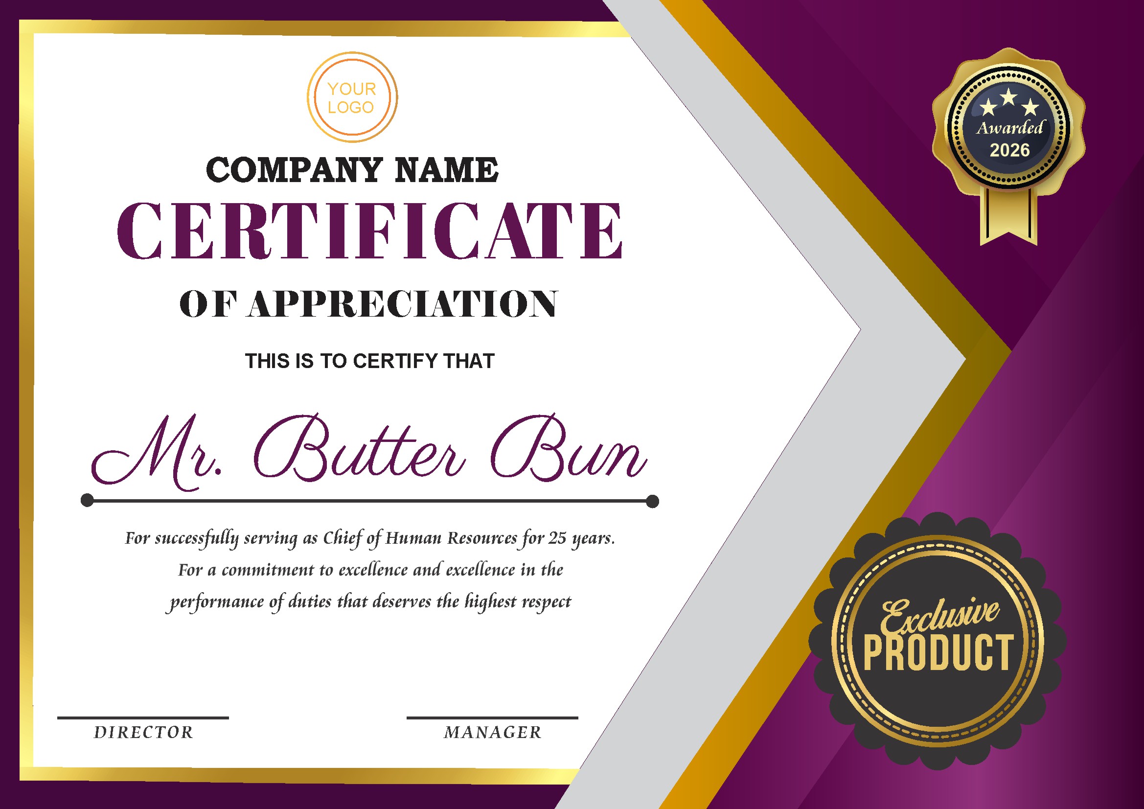 Professional Certificate Design 121