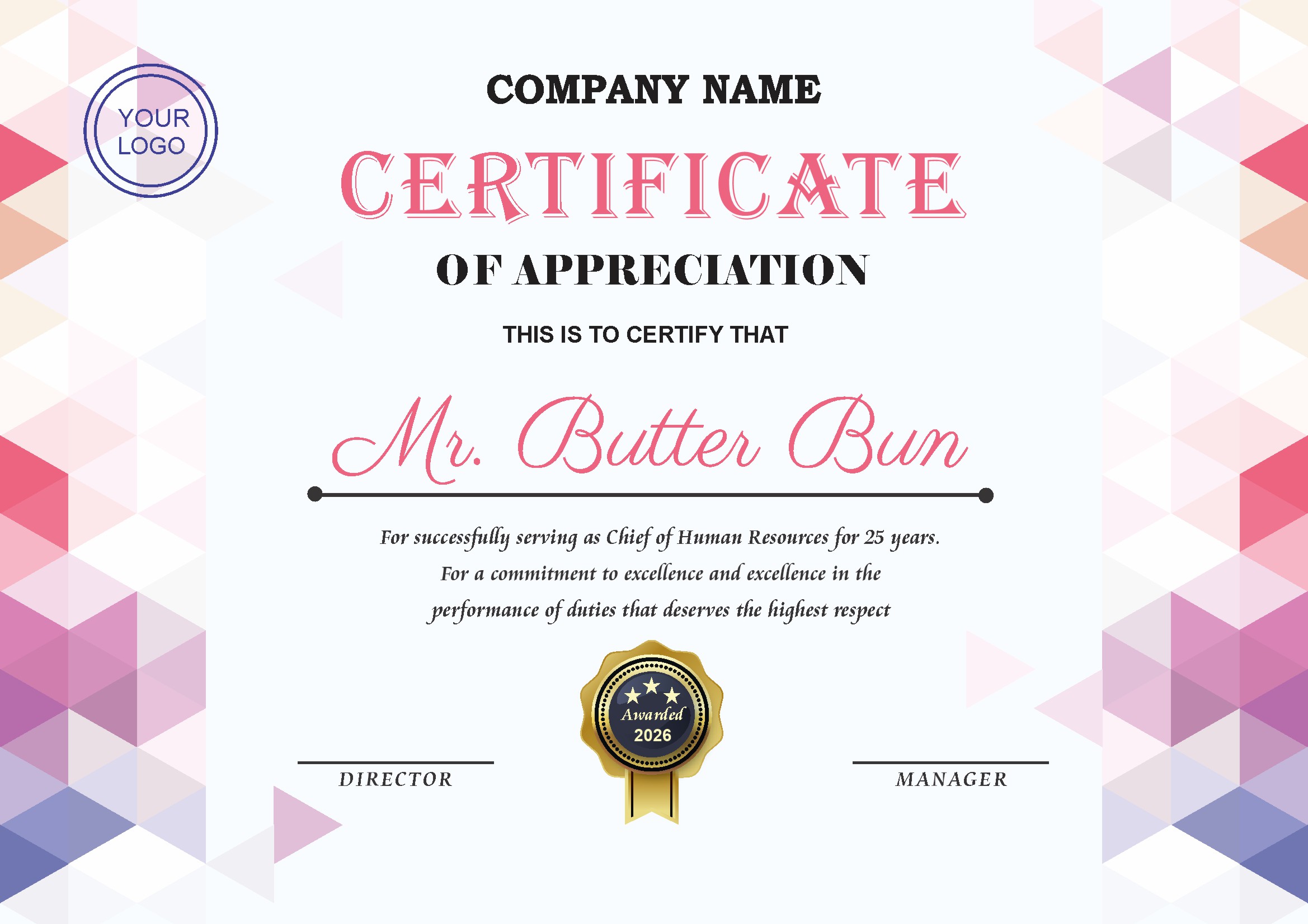 Professional Certificate Design 203