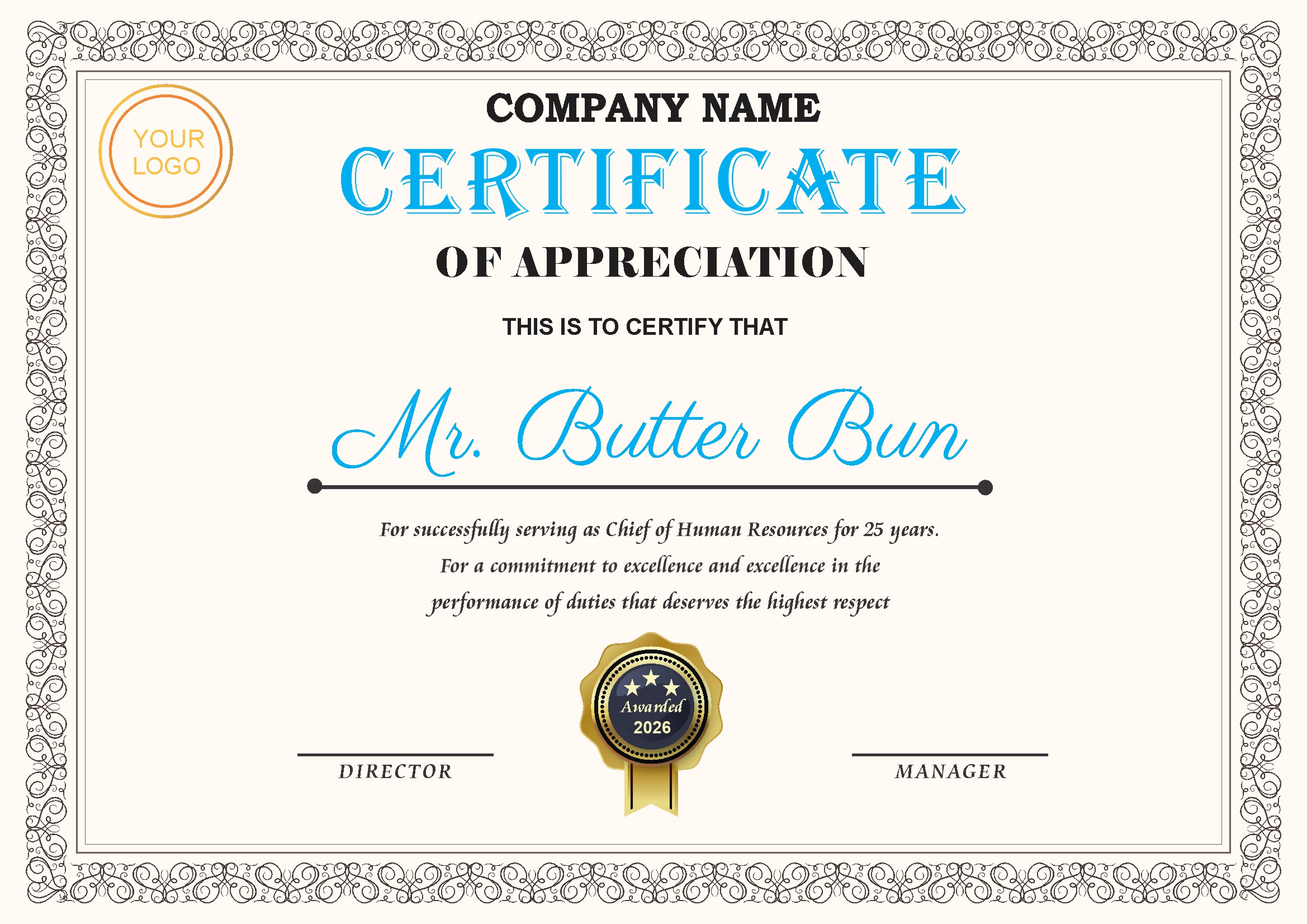 Professional Certificate Design 205