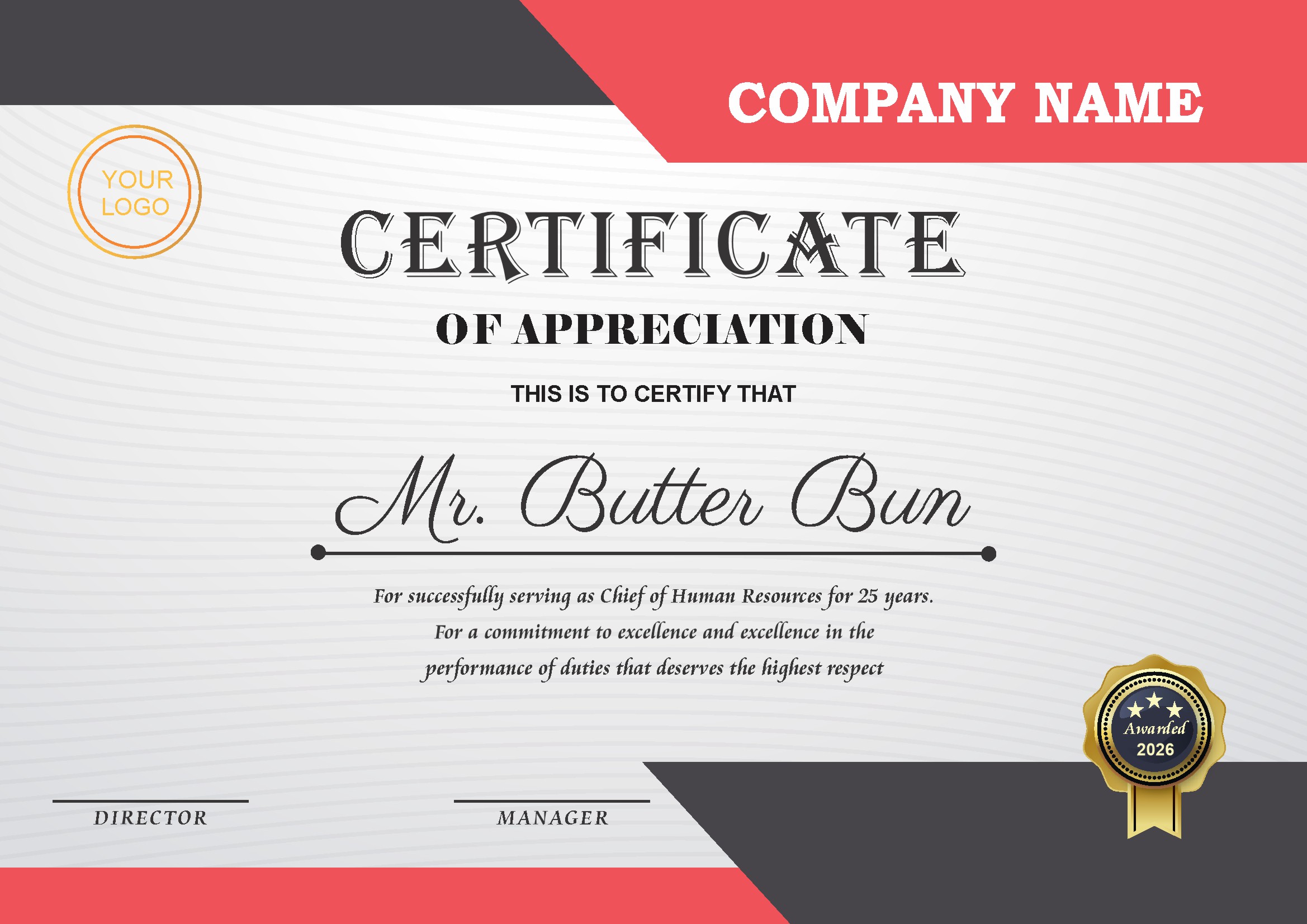 Professional Certificate Design 222
