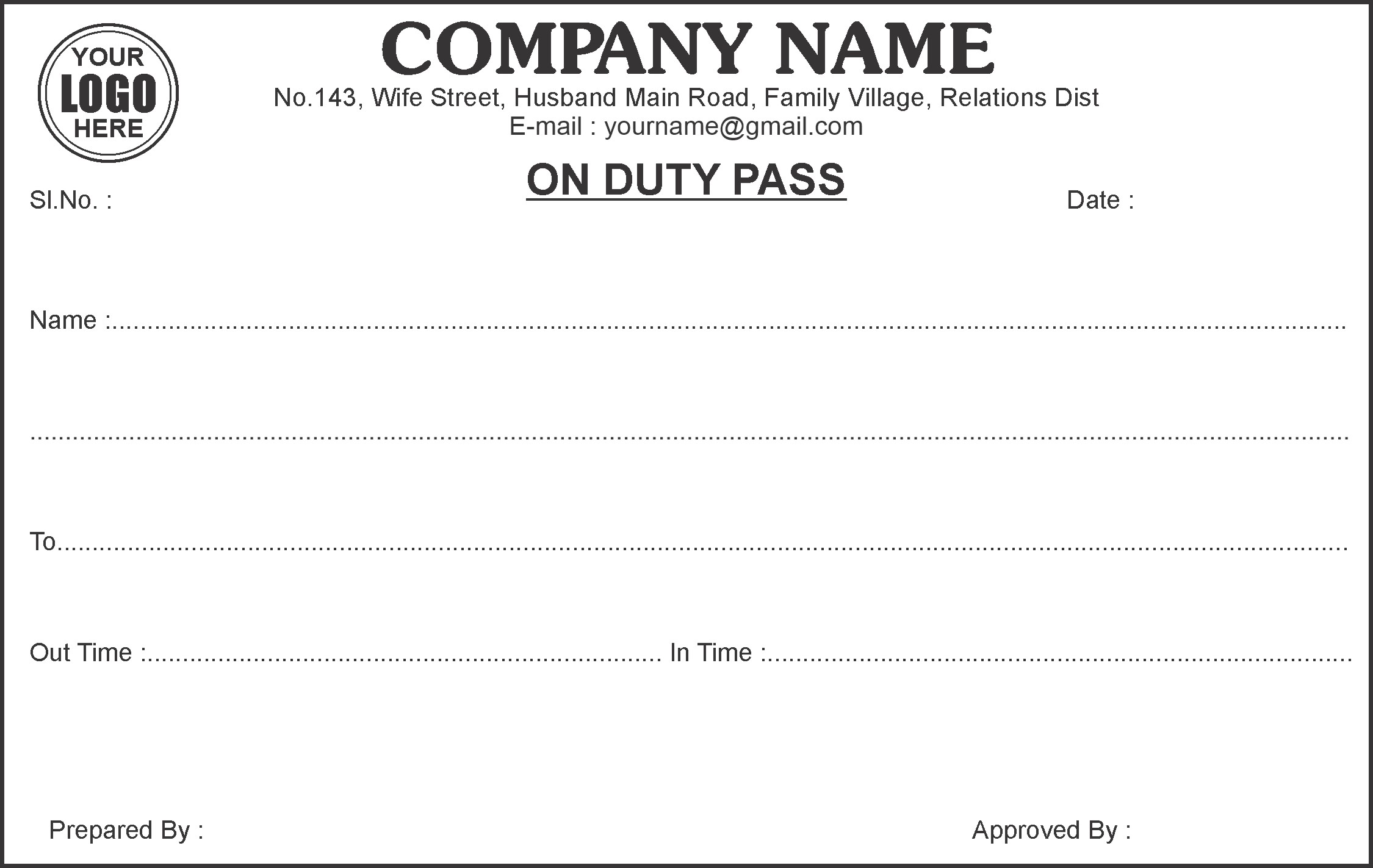 On Duty Pass 1 Printing Design
