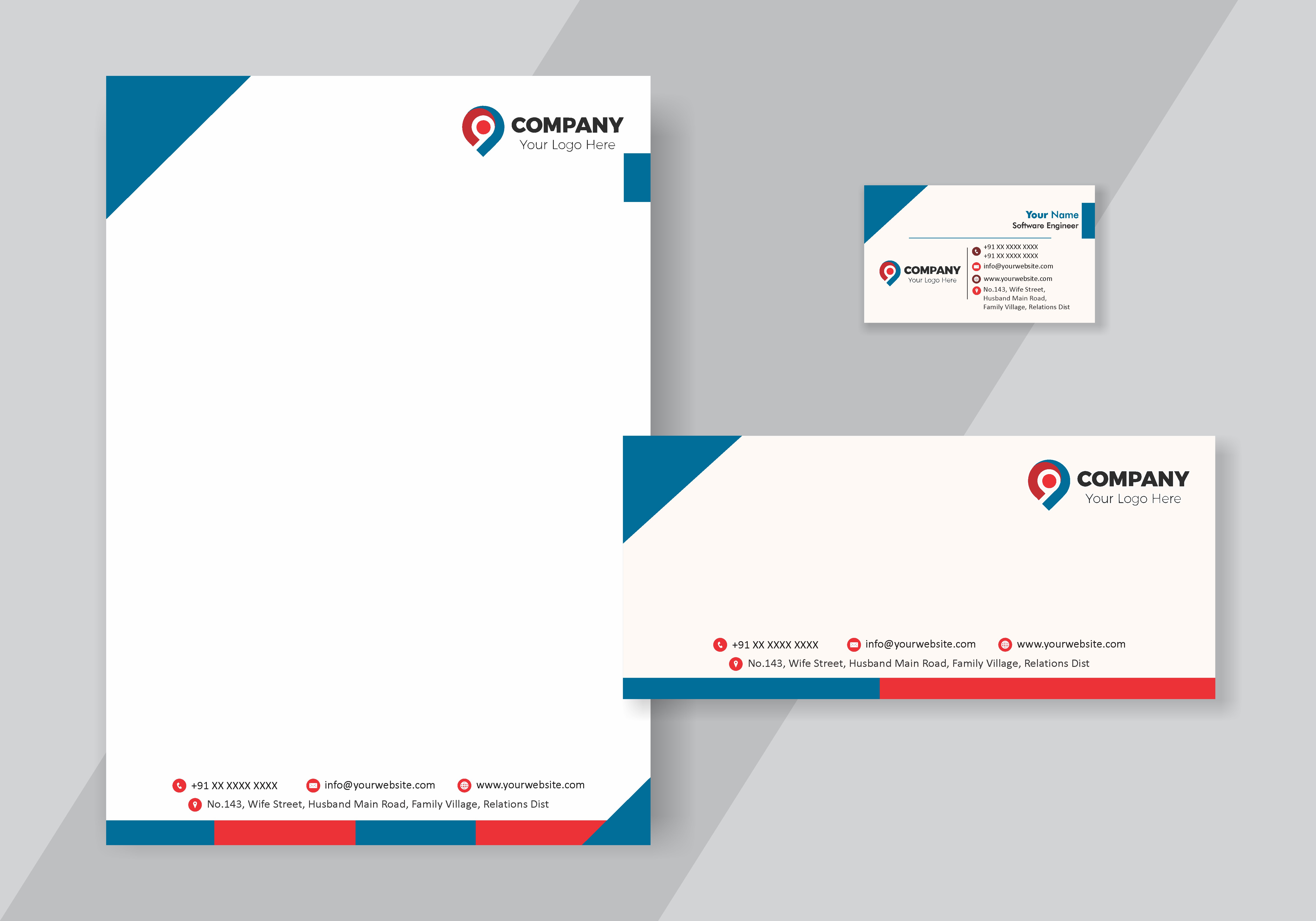 Premium Visiting Card Letterhead Envelope Combo 001