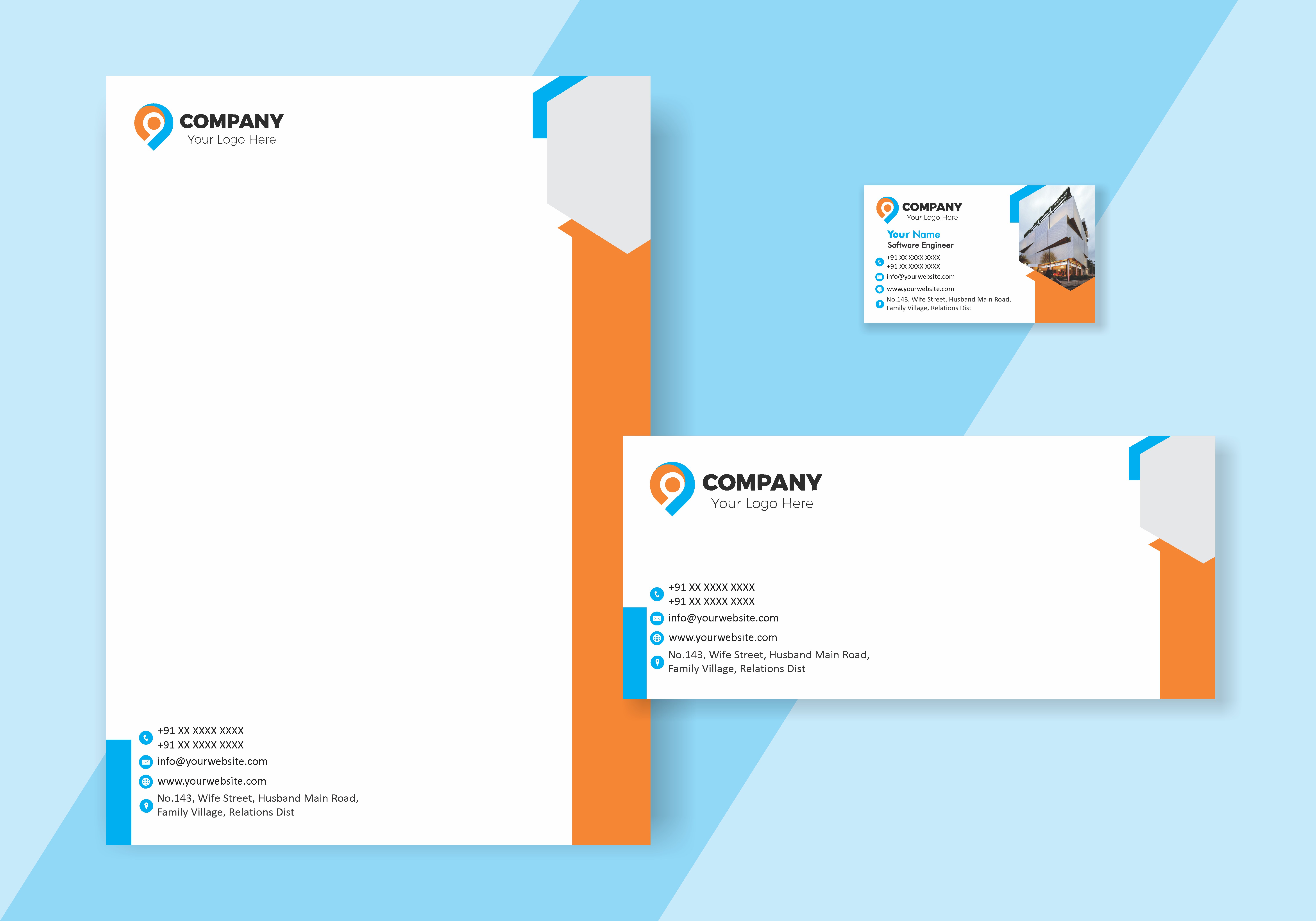 Professional Visiting Card Letterhead Envelope Combo 013