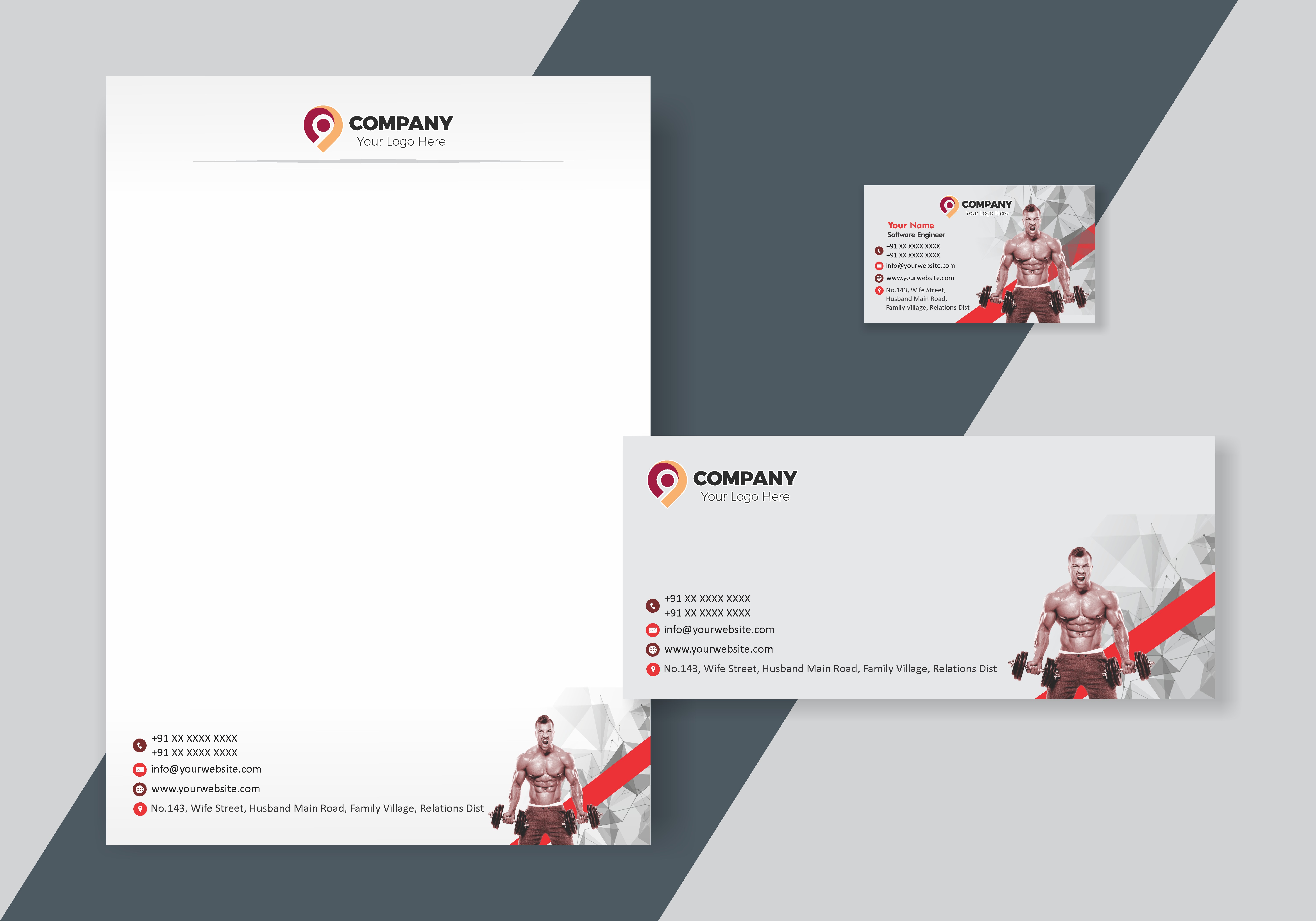 Creative Visiting Card Letterhead Envelope Combo 014