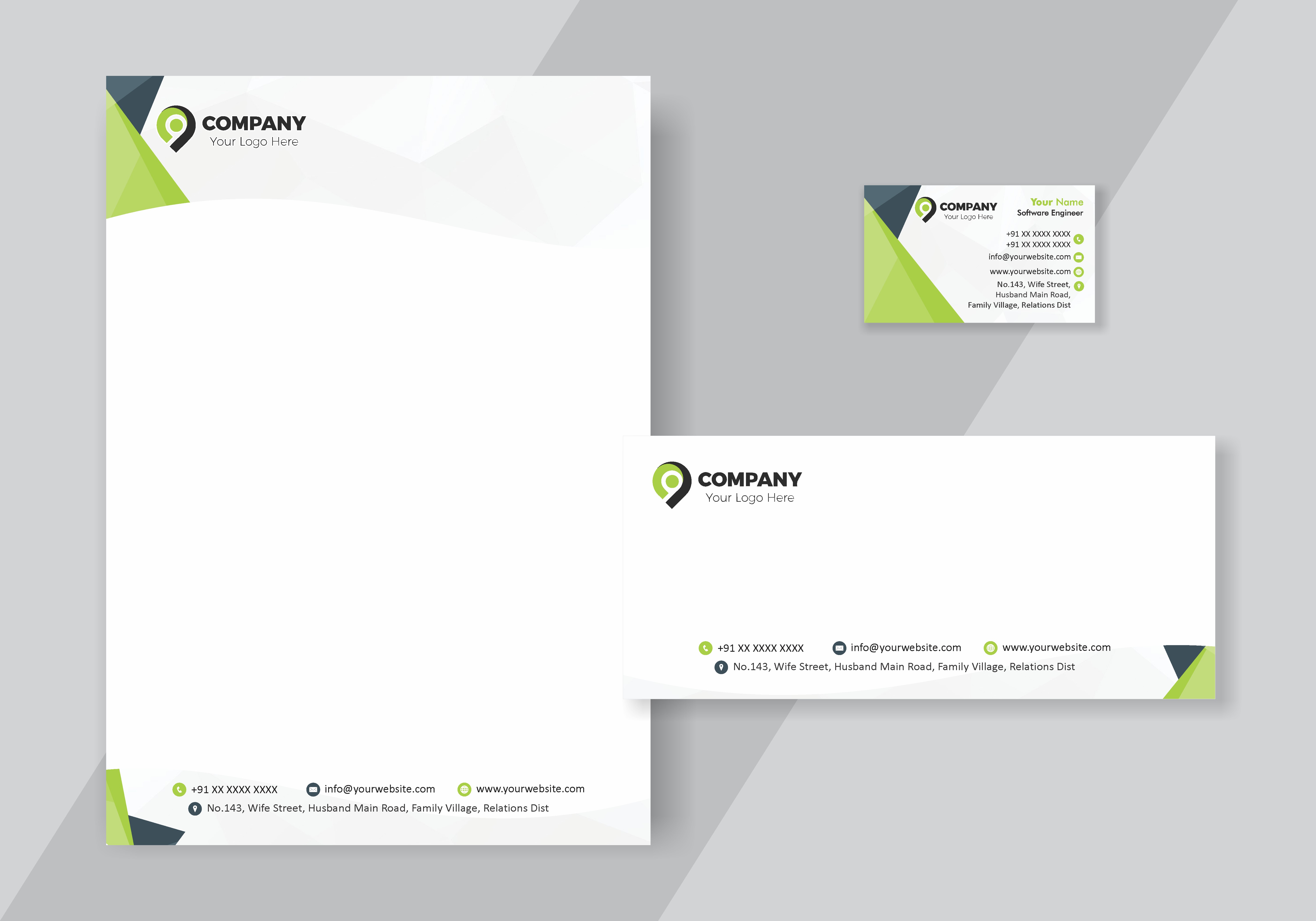 Corporate Visiting Card Letterhead Envelope Combo 016