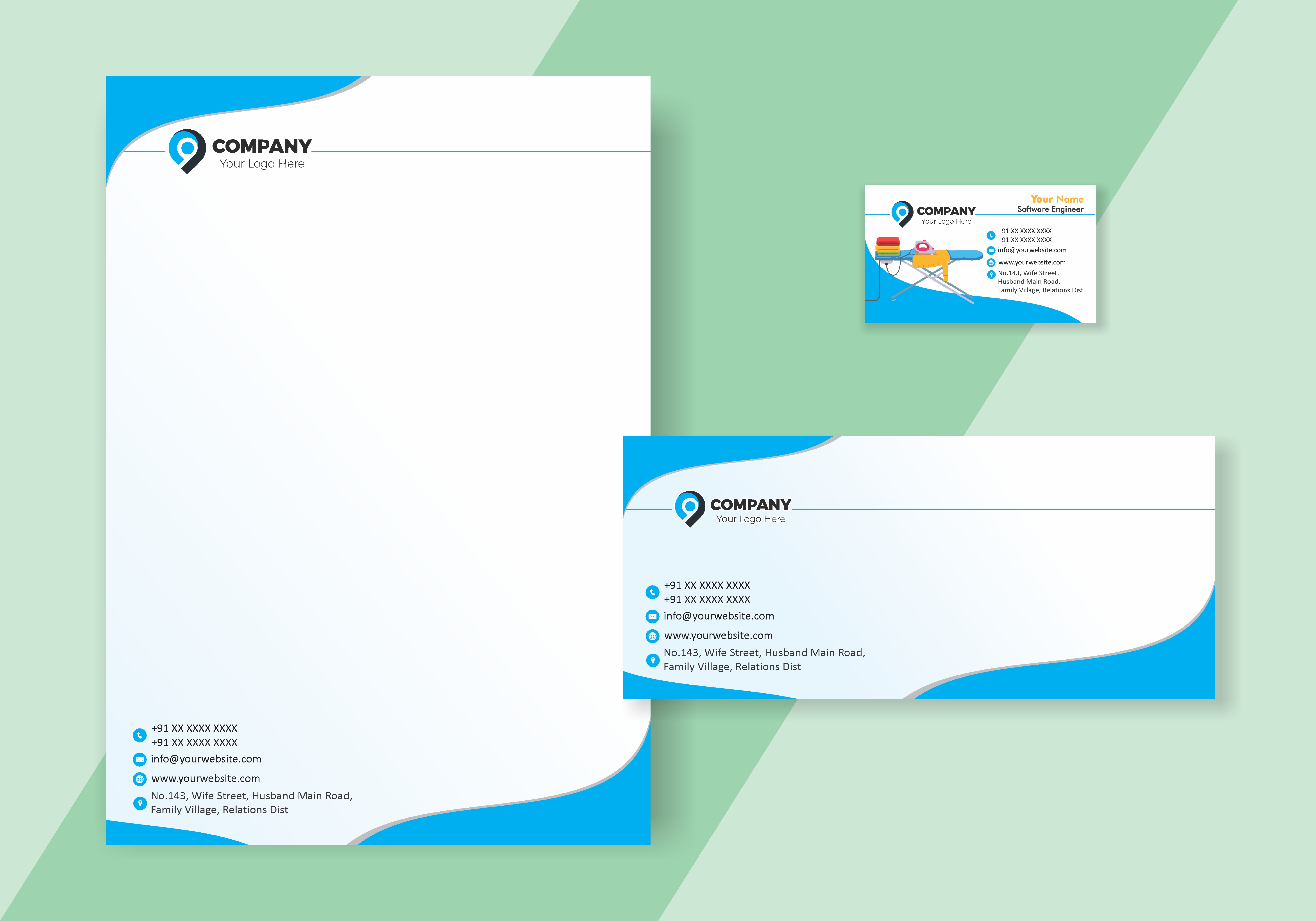 Classic Visiting Card Letterhead Envelope Combo 017