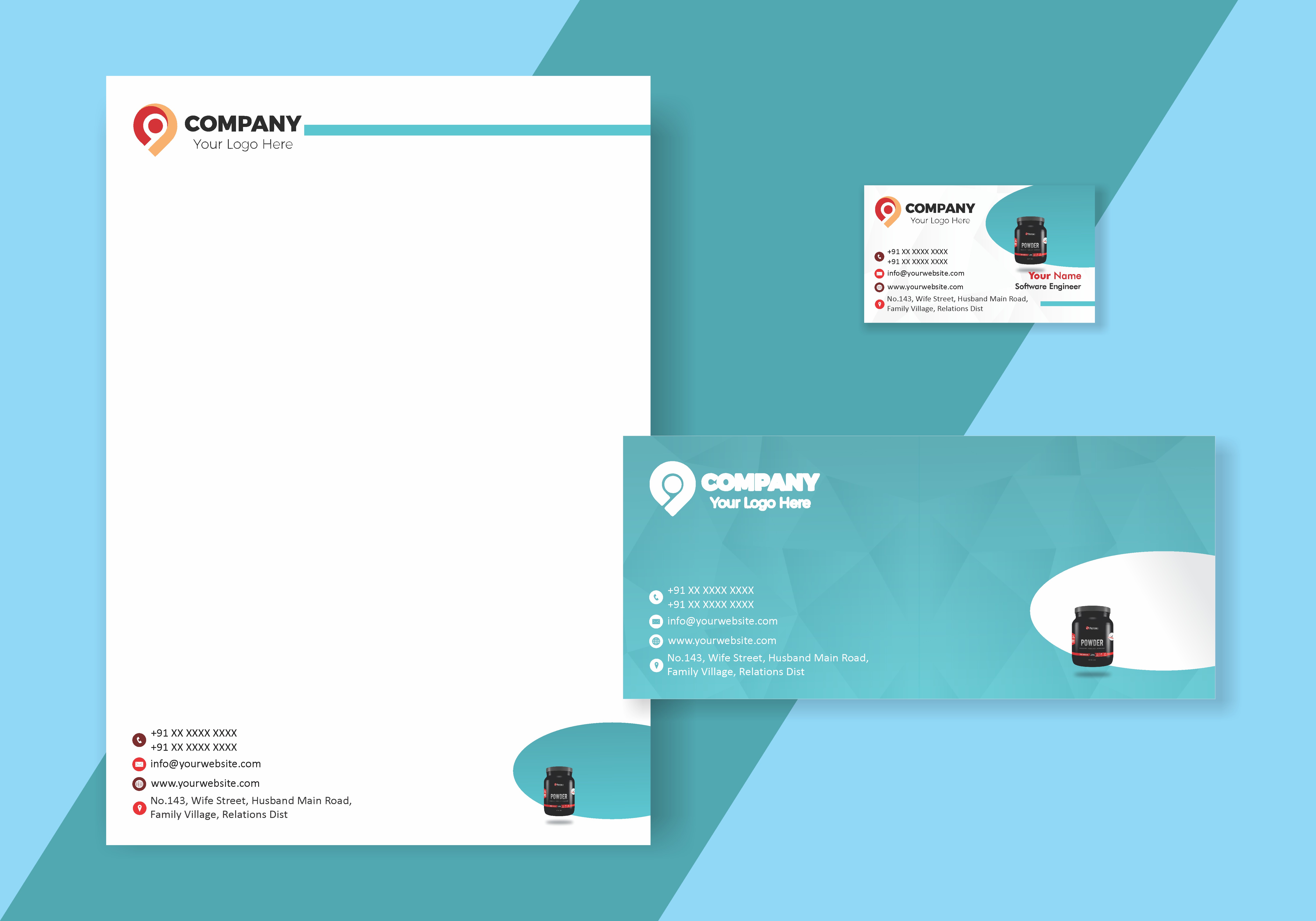 Minimal Visiting Card Letterhead Envelope Combo 018