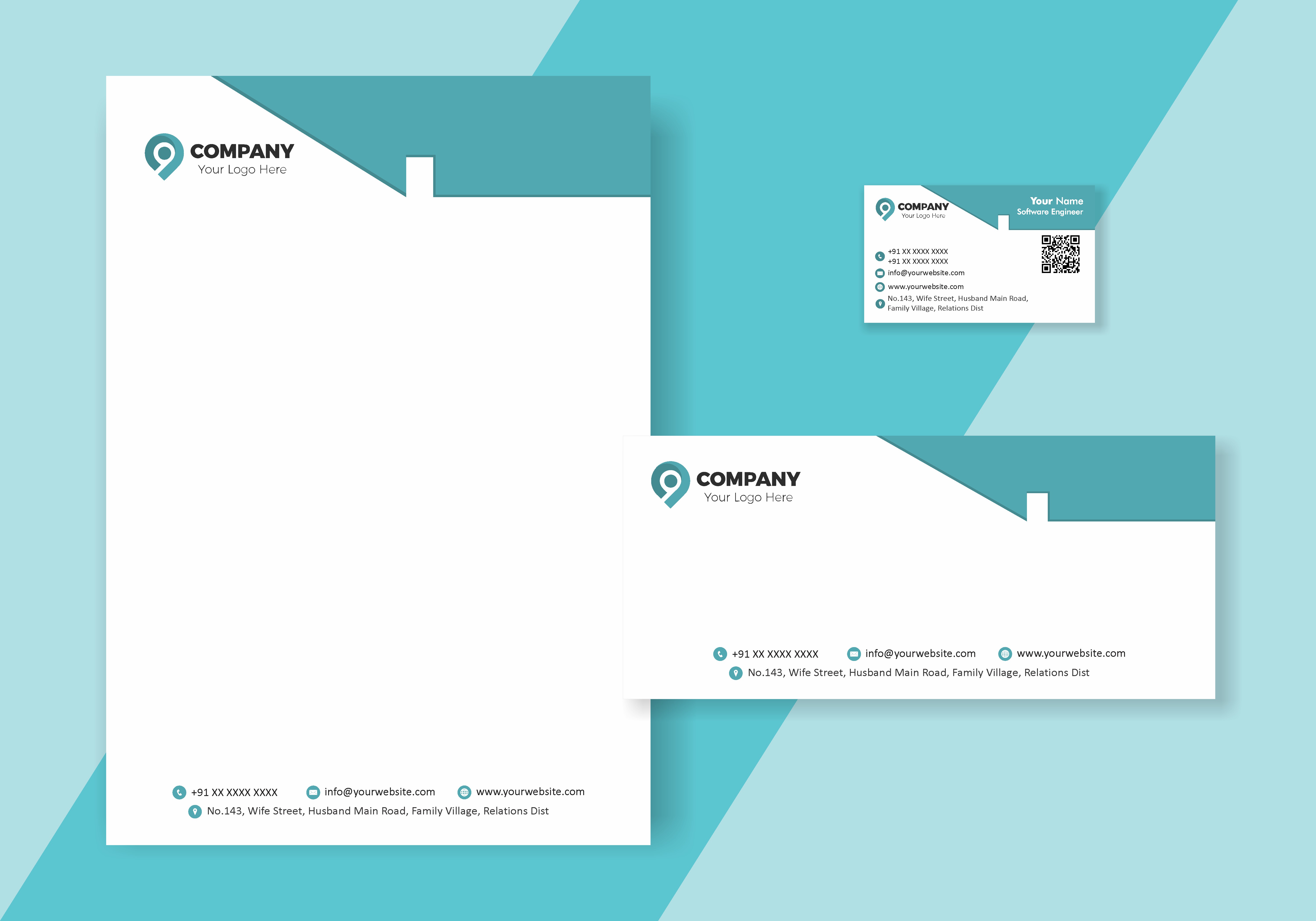 Modern Visiting Card Letterhead Envelope Combo 002