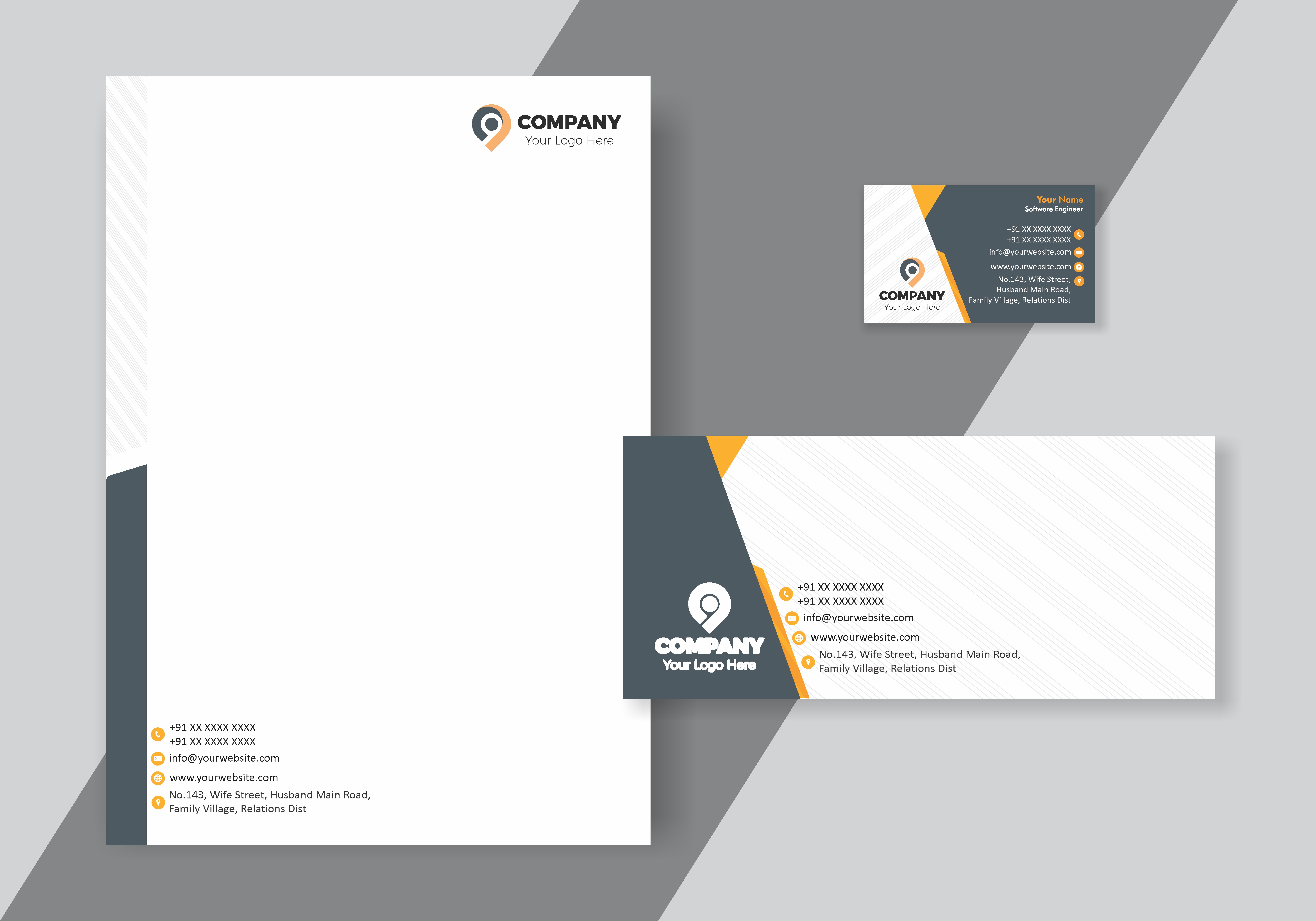Professional Visiting Card Letterhead Envelope Combo 023