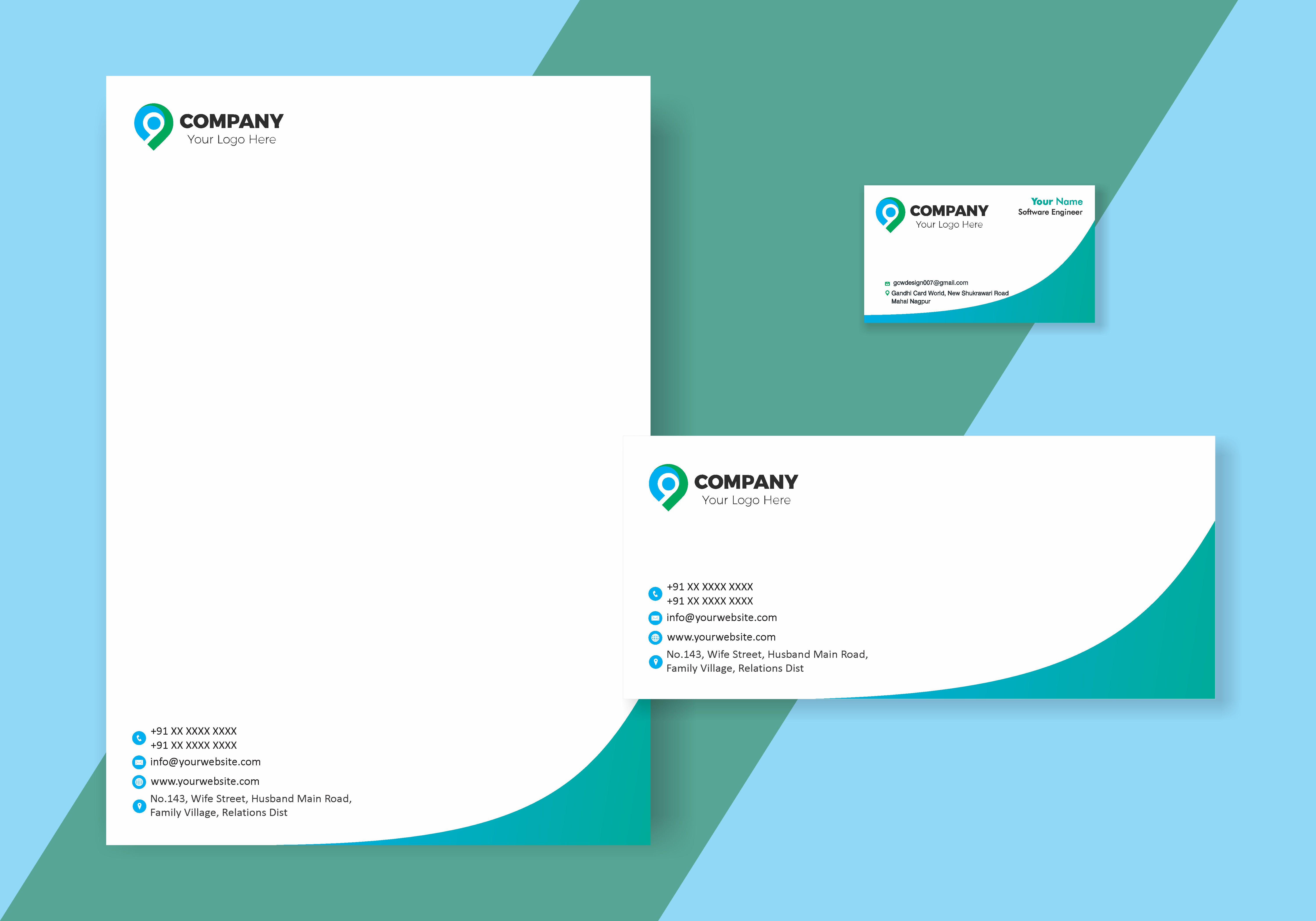 Corporate Visiting Card Letterhead Envelope Combo 026
