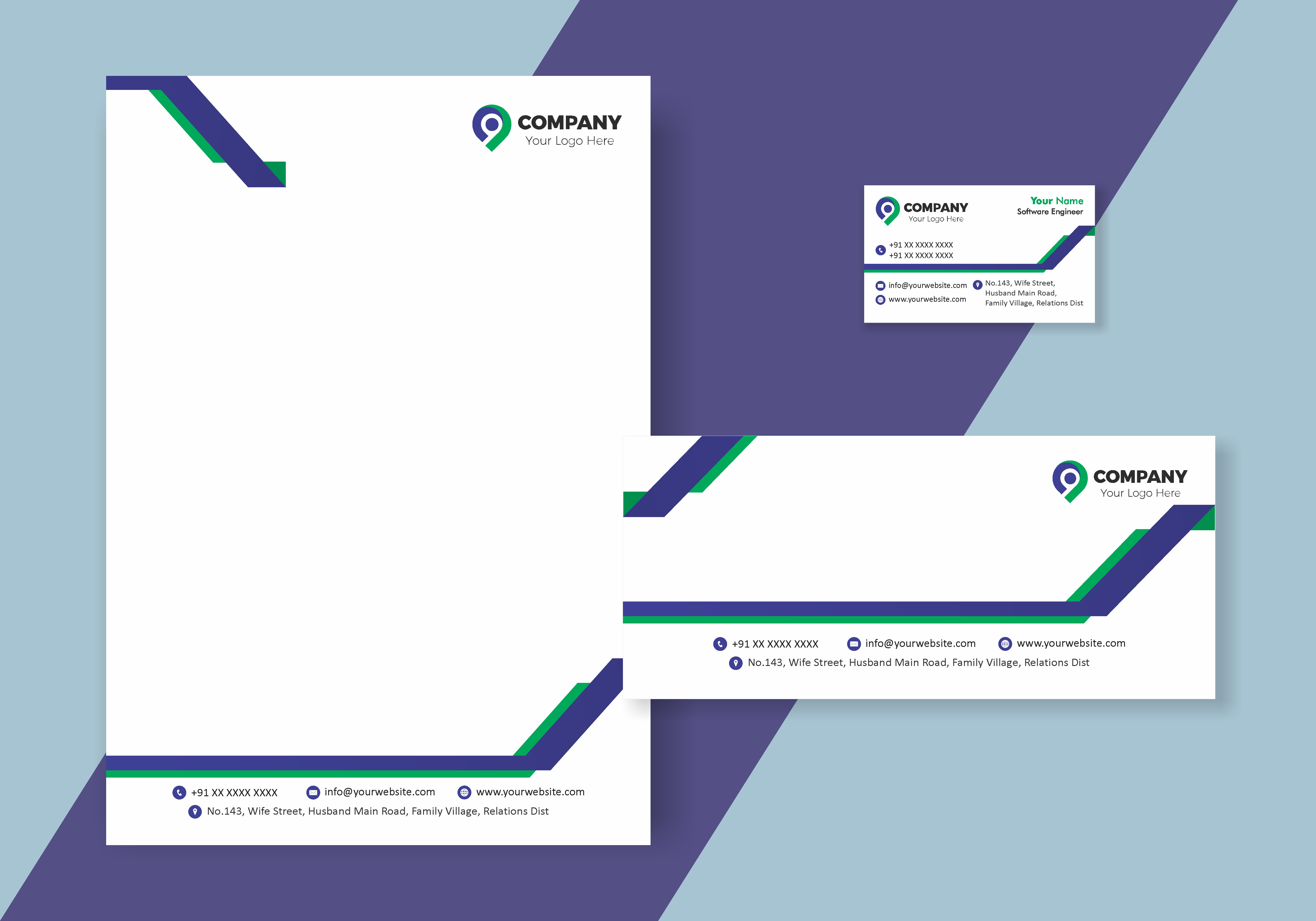 Classic Visiting Card Letterhead Envelope Combo 027