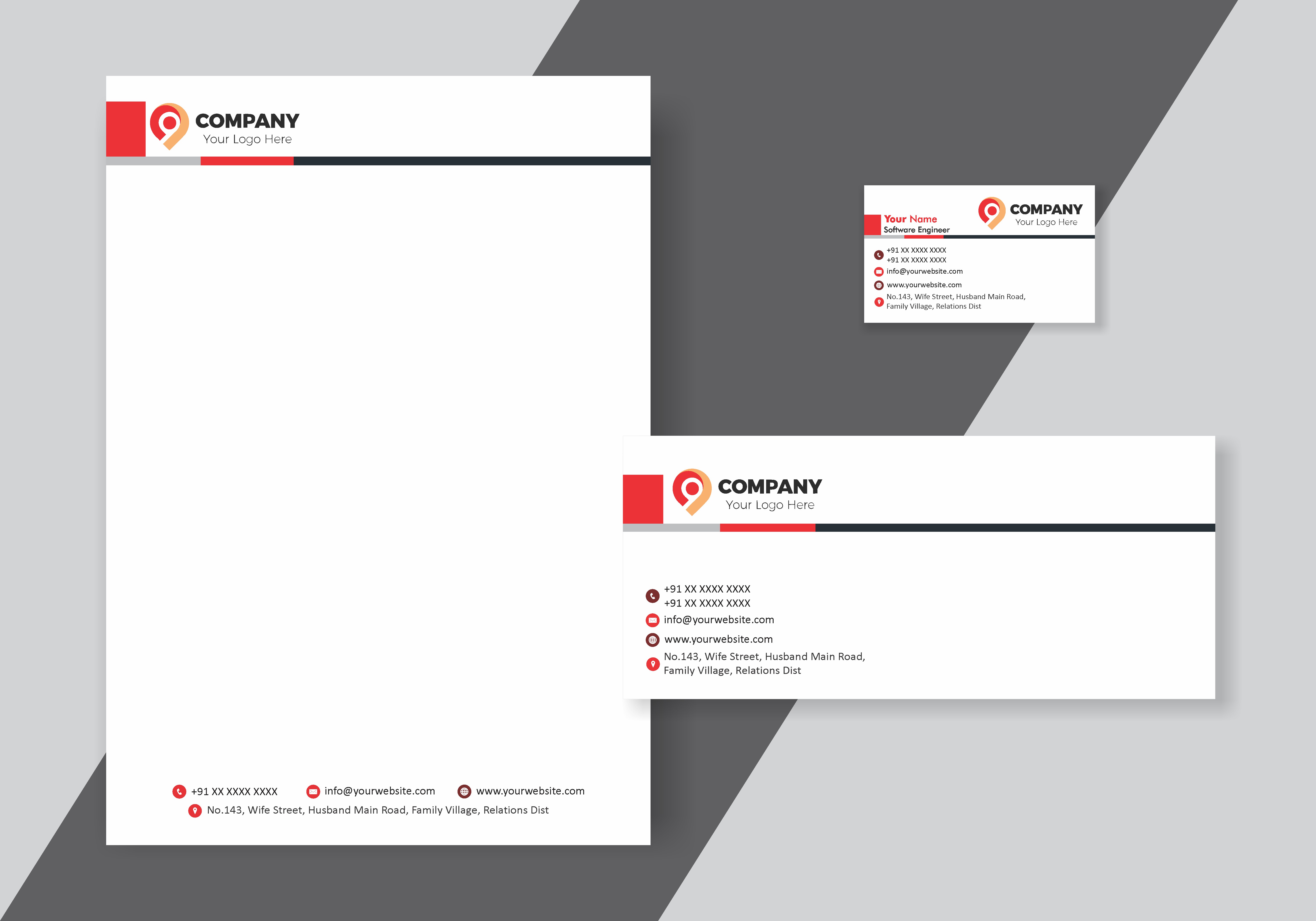 Minimal Visiting Card Letterhead Envelope Combo 028