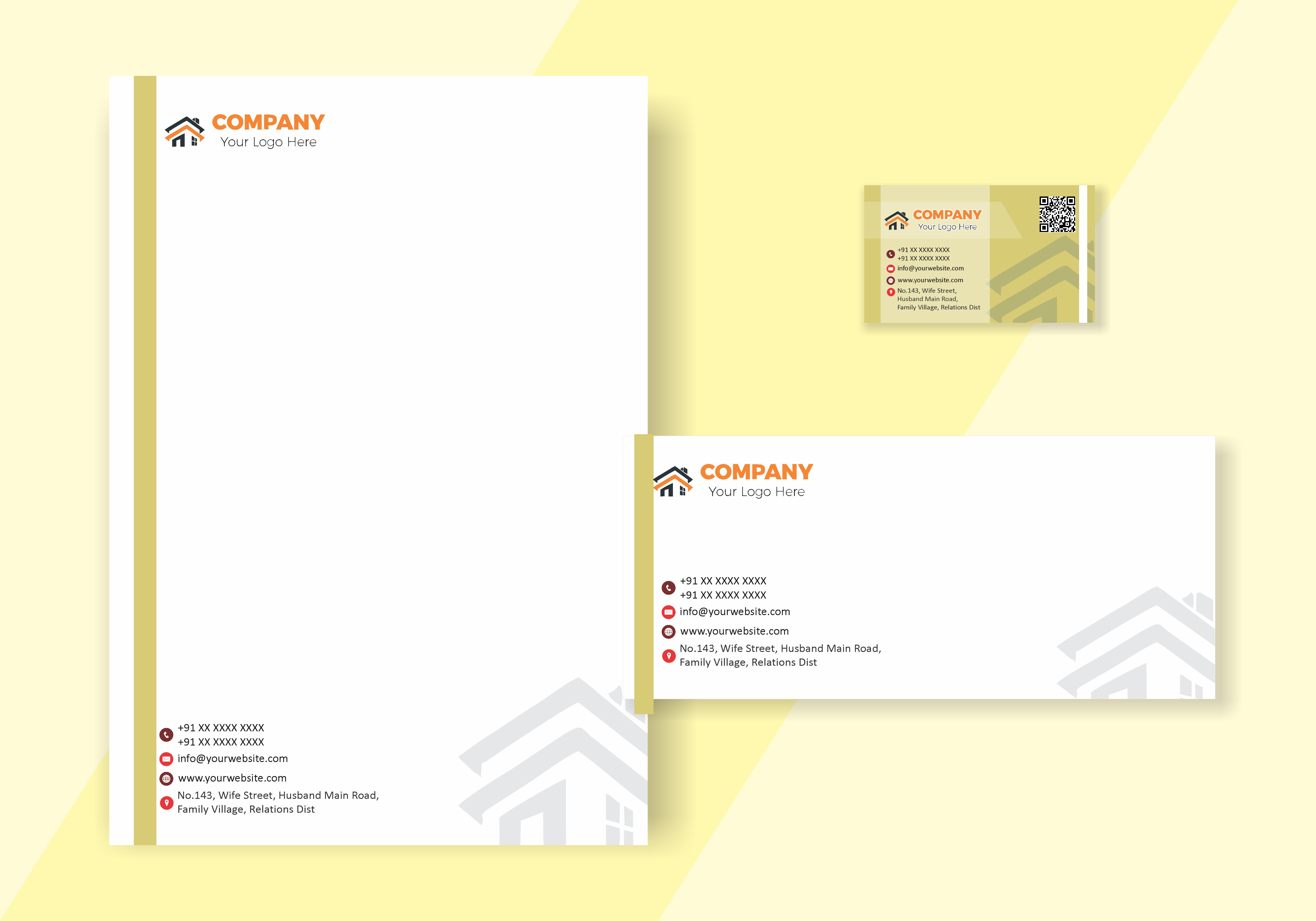 Colorful Visiting Card Letterhead Envelope Combo 029