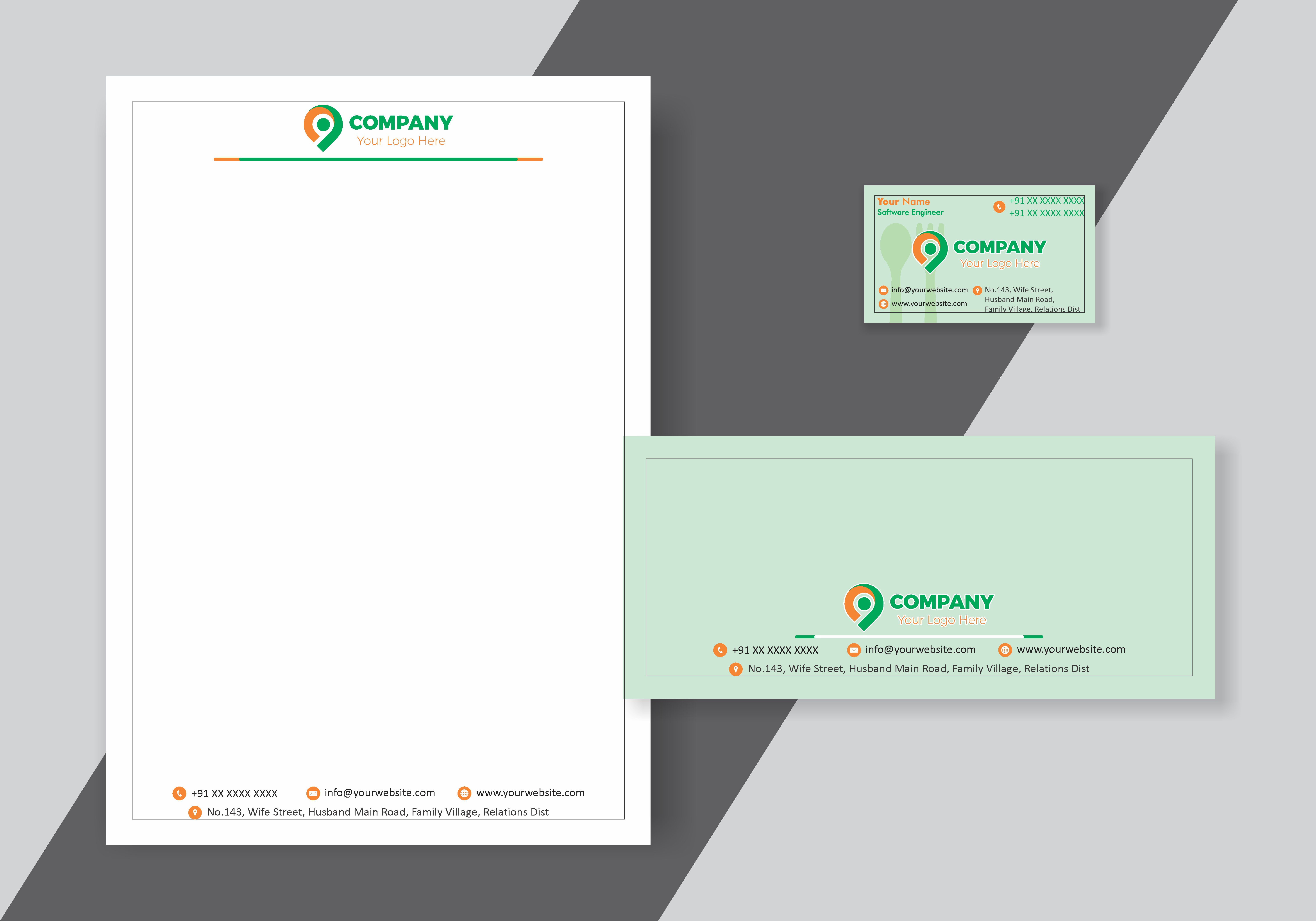 Professional Visiting Card Letterhead Envelope Combo 003