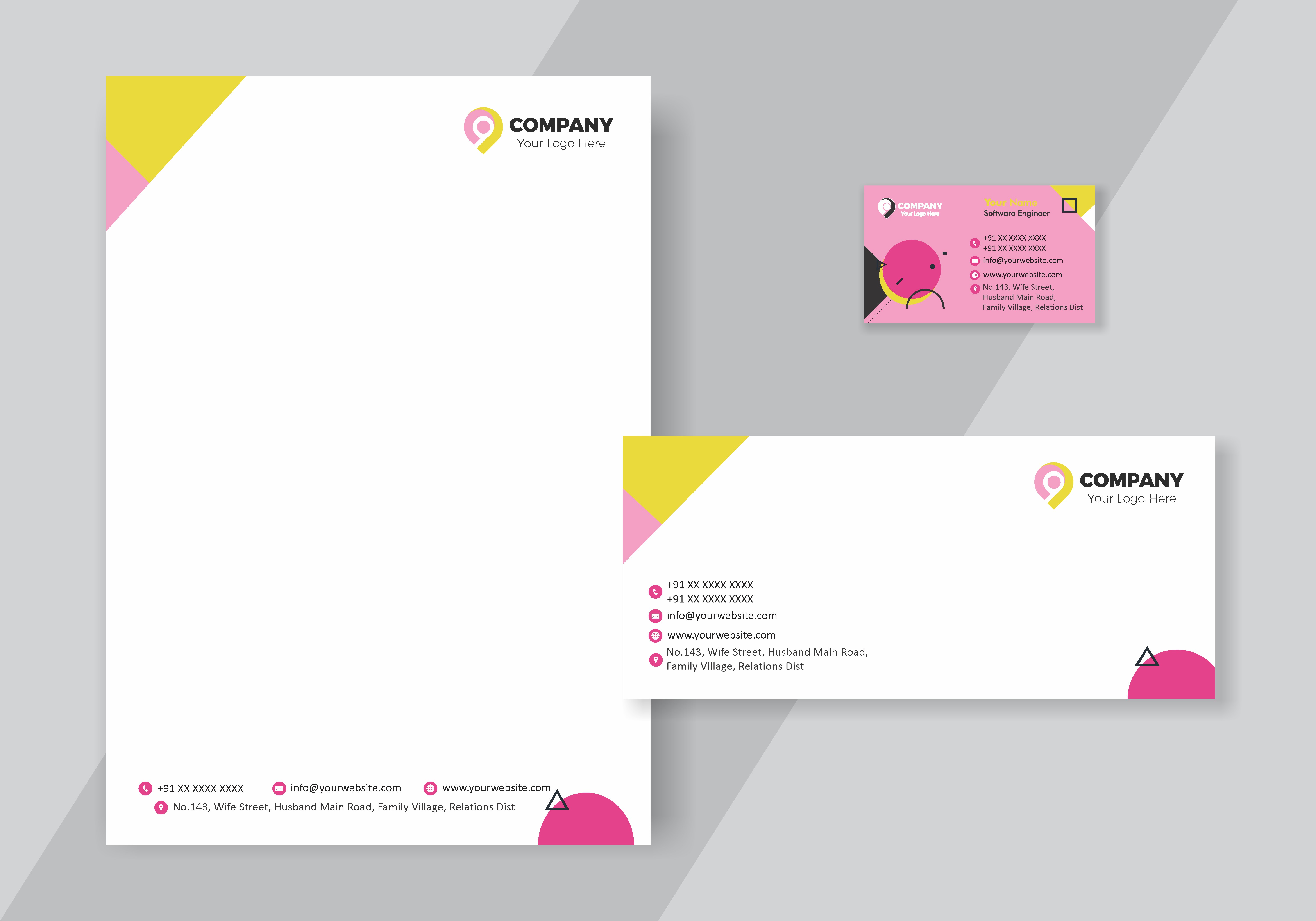 Elegant Visiting Card Letterhead Envelope Combo 035