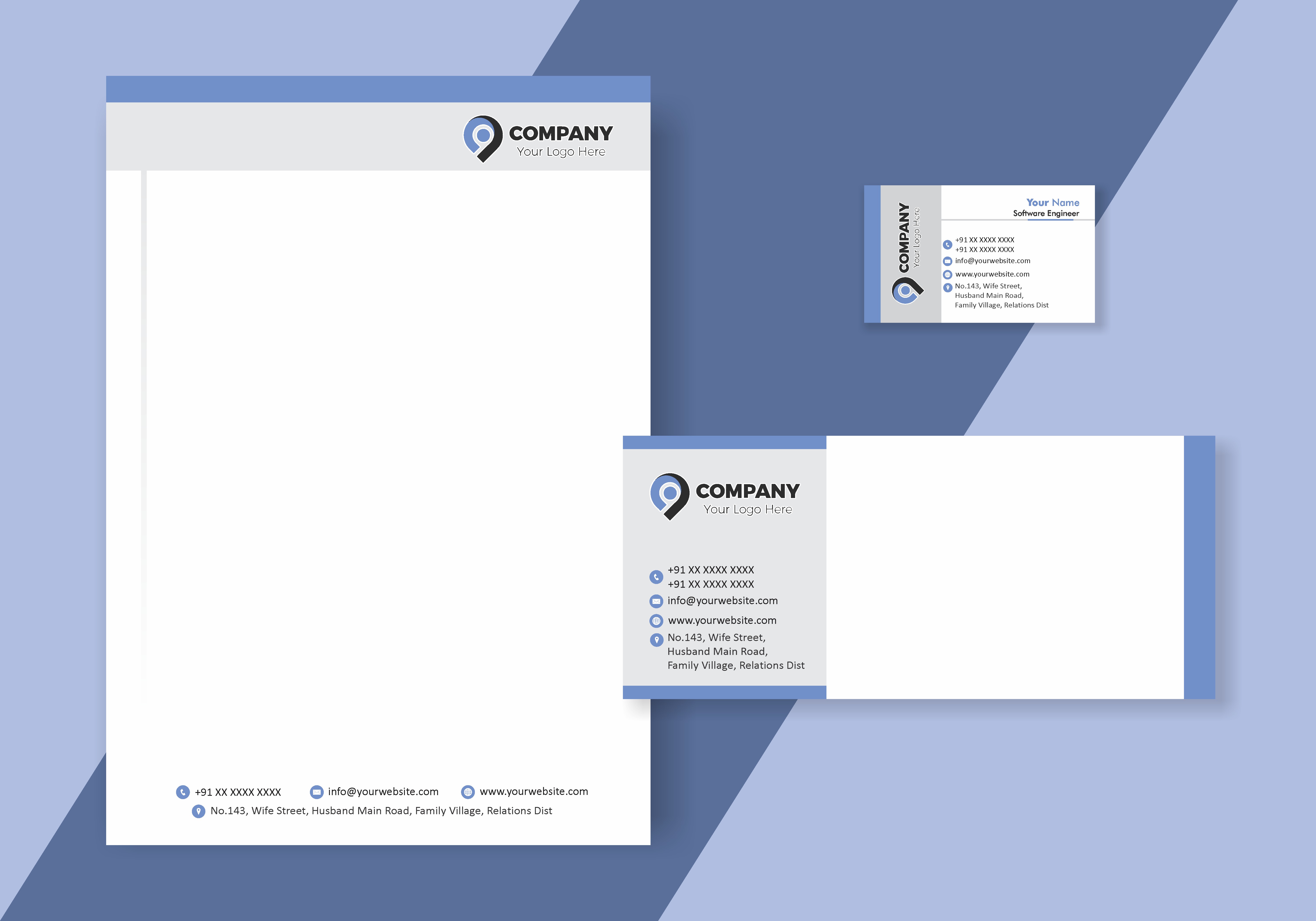 Corporate Visiting Card Letterhead Envelope Combo 036