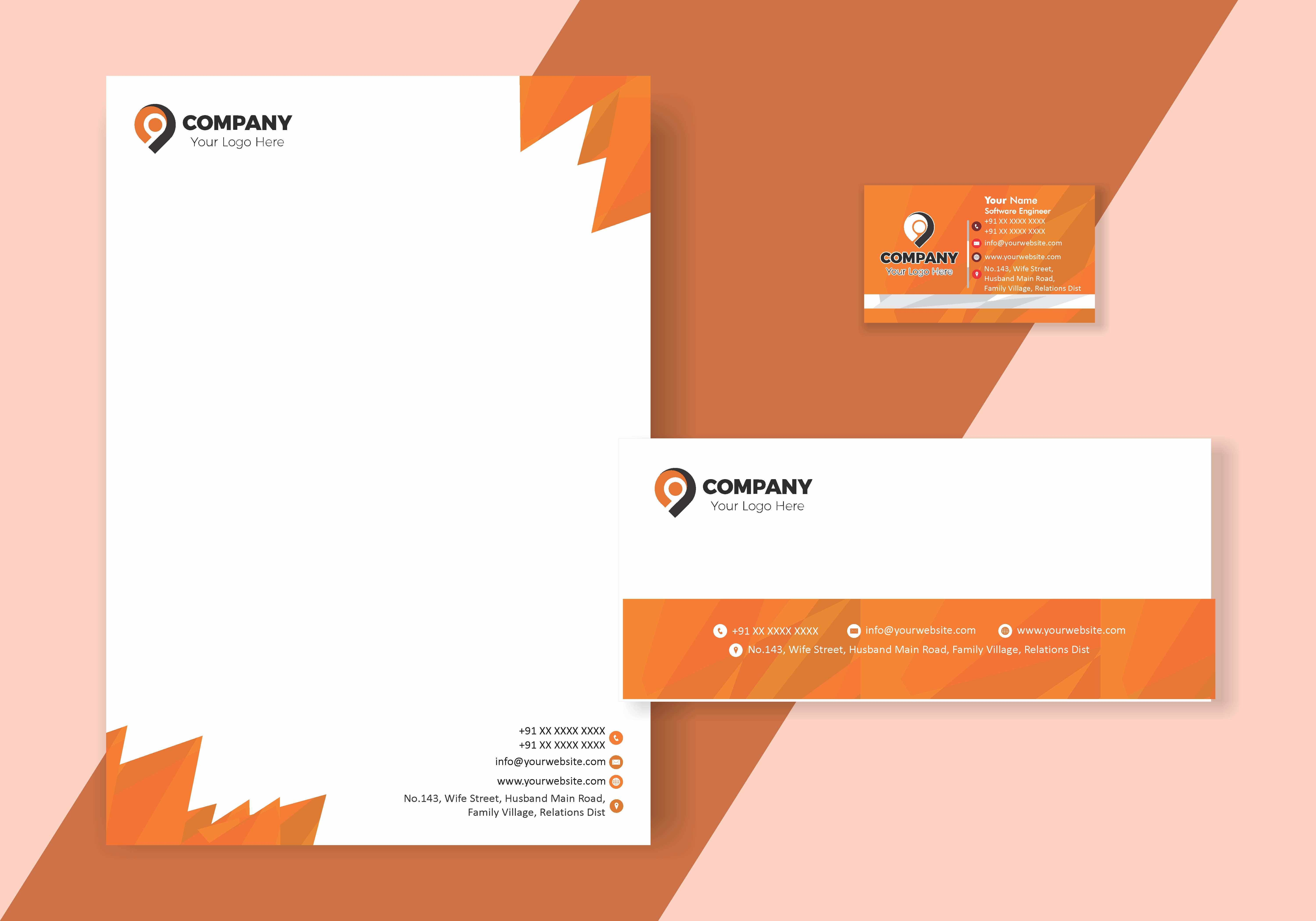 Classic Visiting Card Letterhead Envelope Combo 037