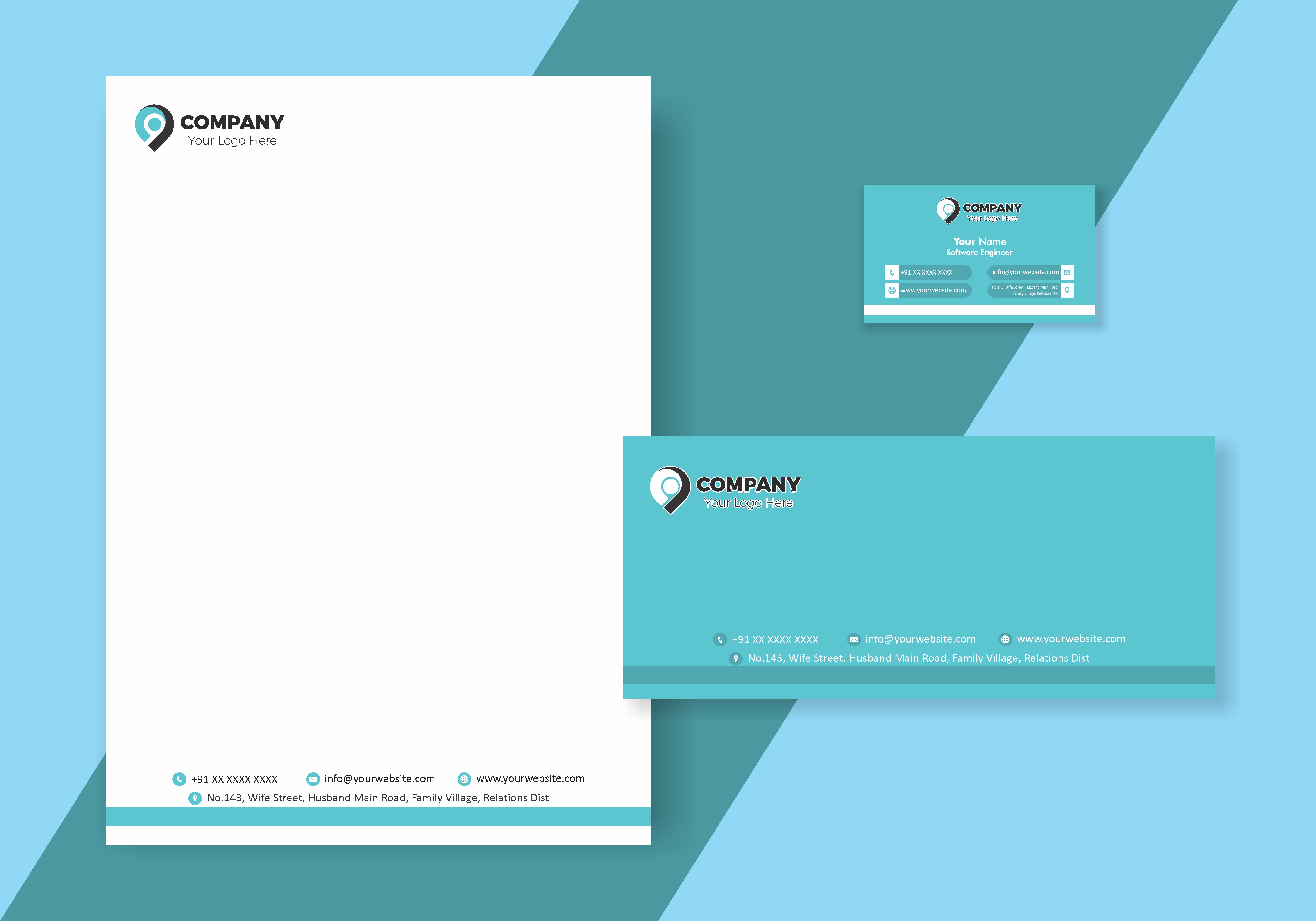 Colorful Visiting Card Letterhead Envelope Combo 039