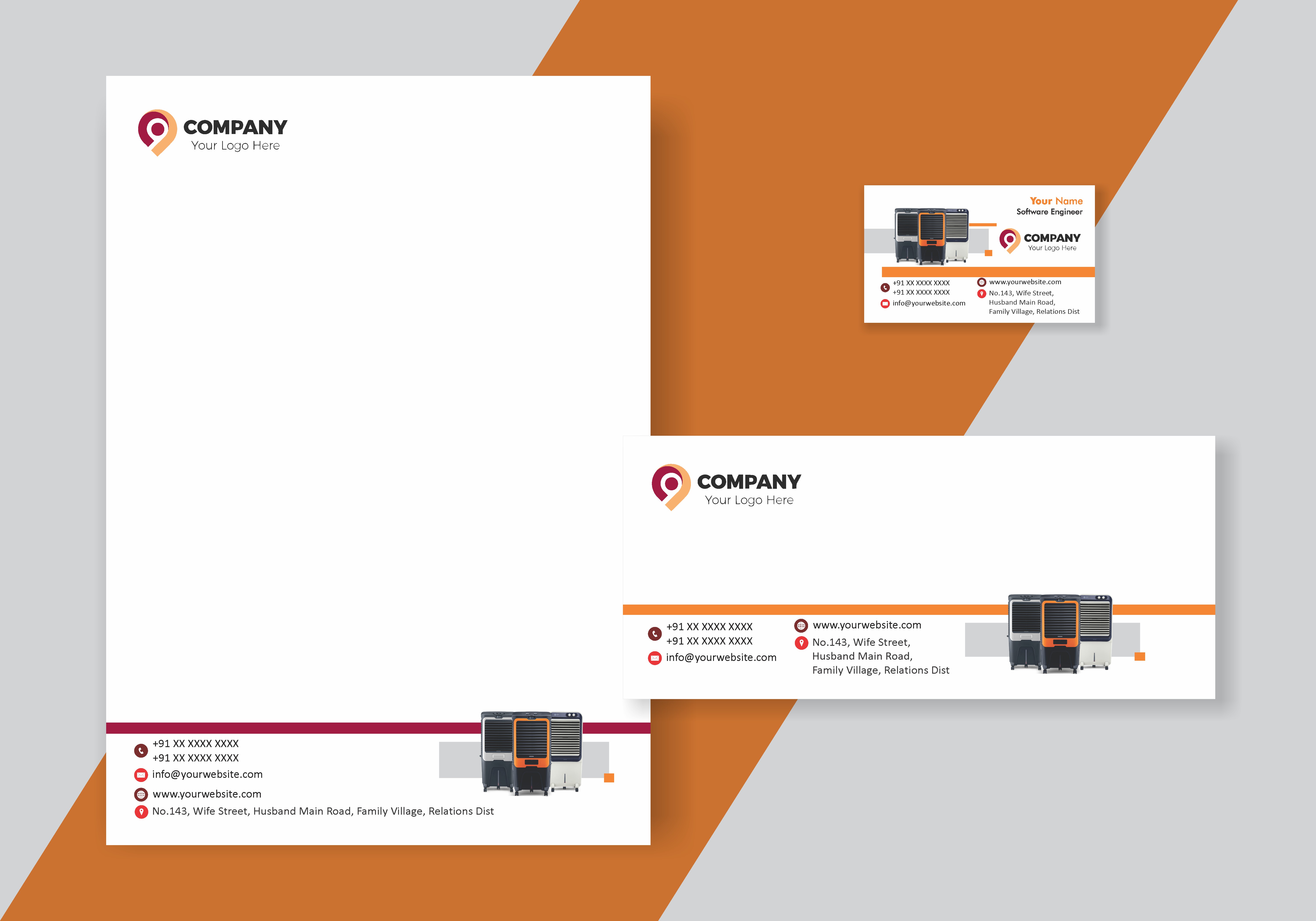 Modern Visiting Card Letterhead Envelope Combo 042