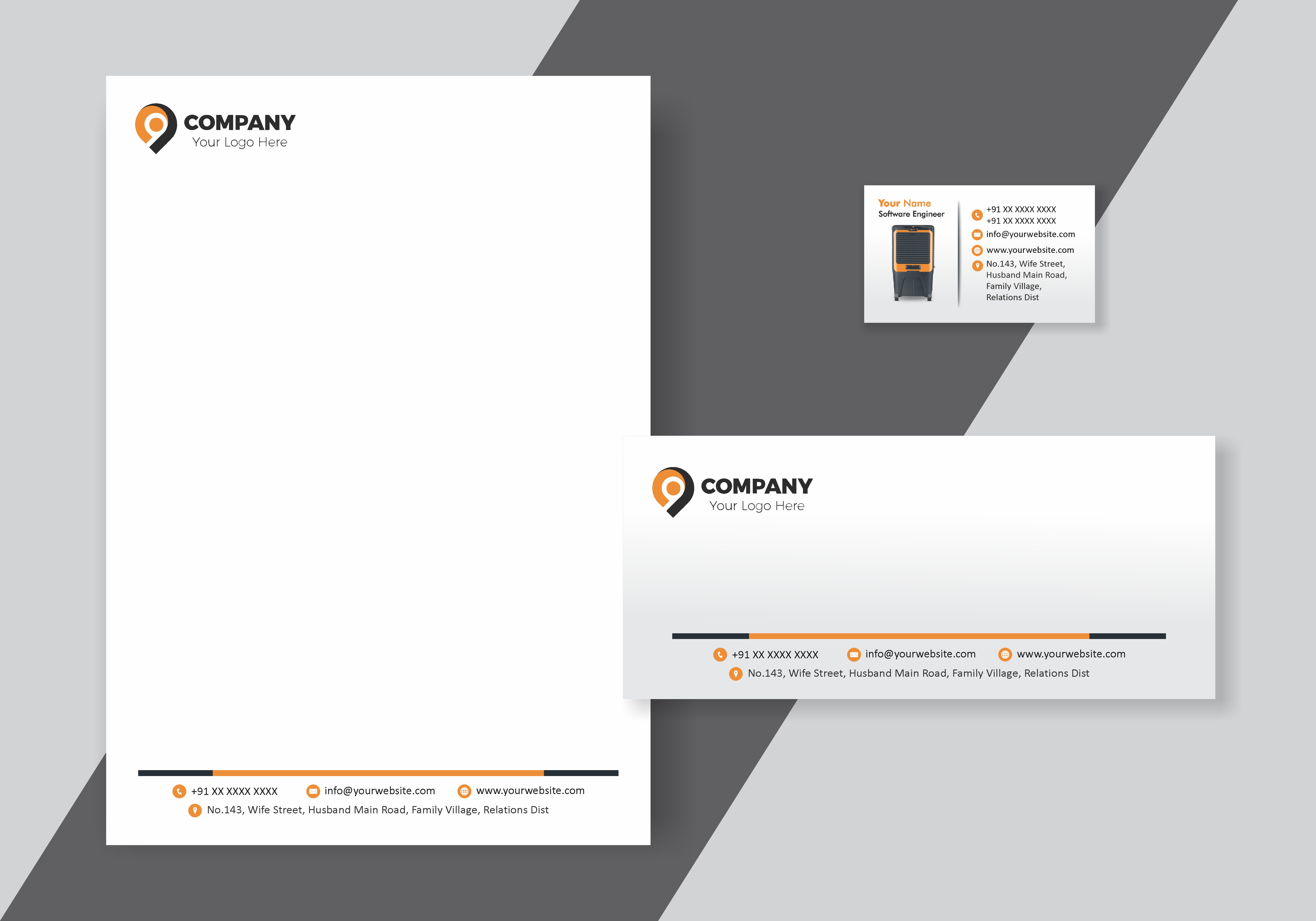Professional Visiting Card Letterhead Envelope Combo 043