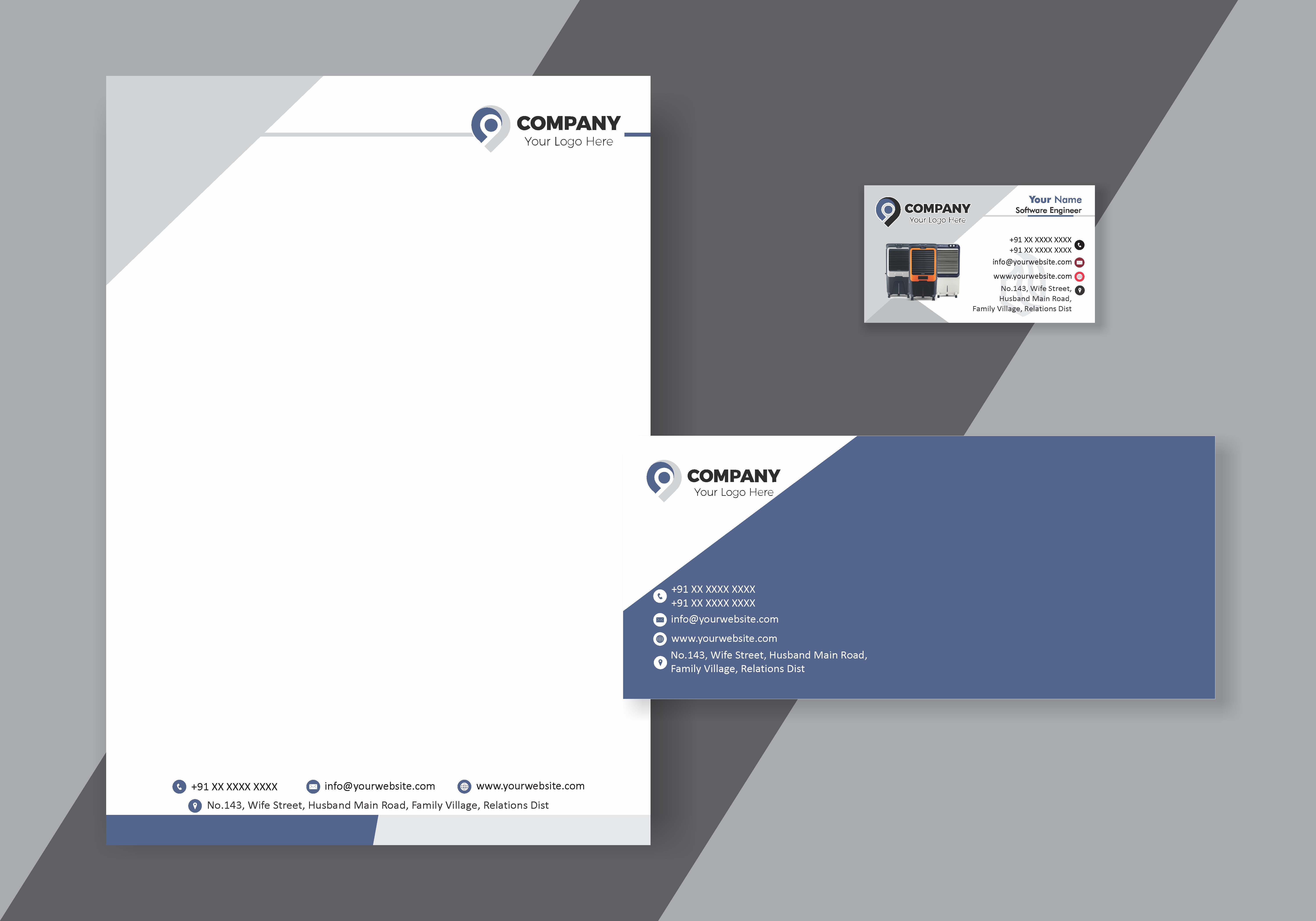 Creative Visiting Card Letterhead Envelope Combo 044
