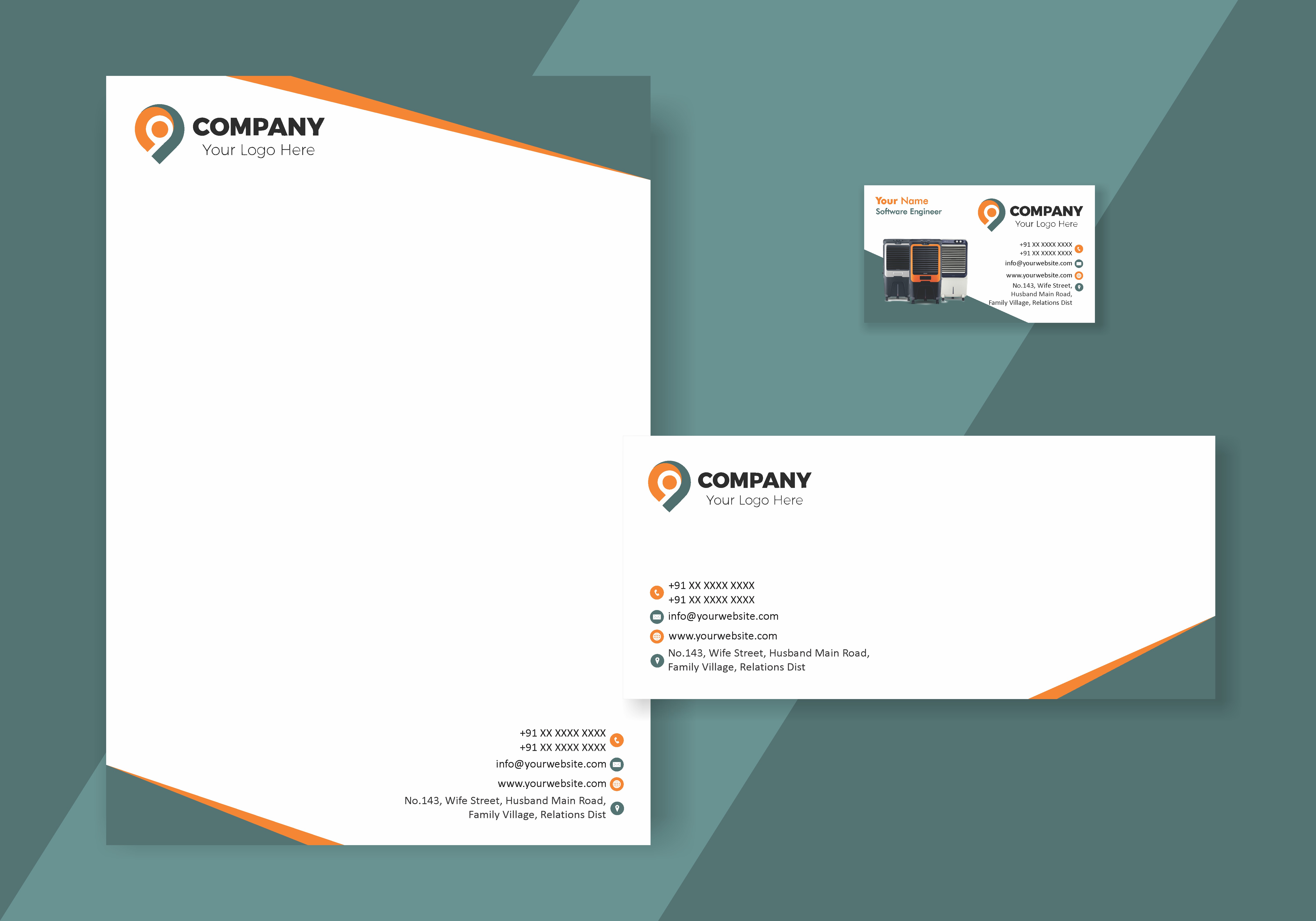 Elegant Visiting Card Letterhead Envelope Combo 045