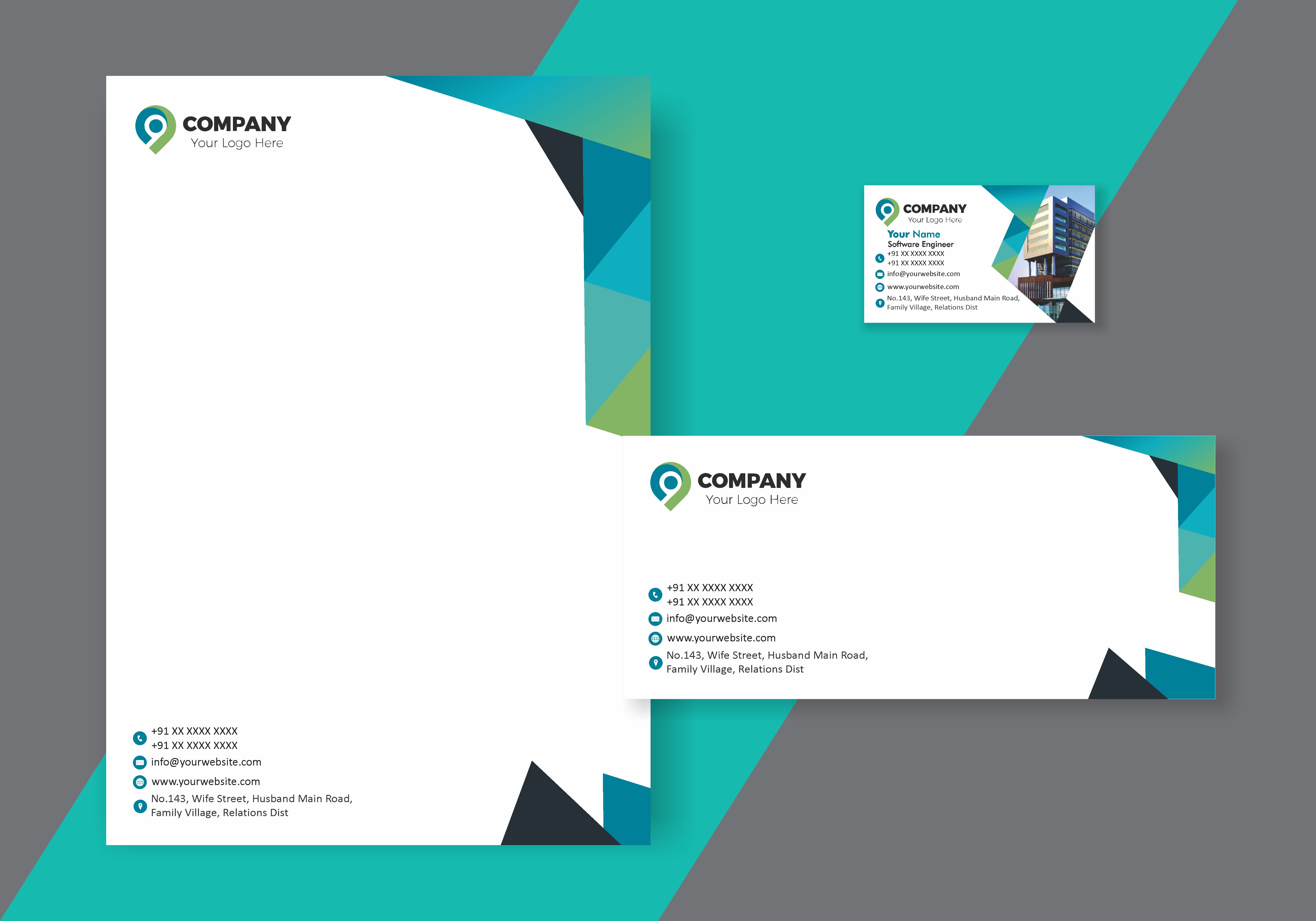 Corporate Visiting Card Letterhead Envelope Combo 046