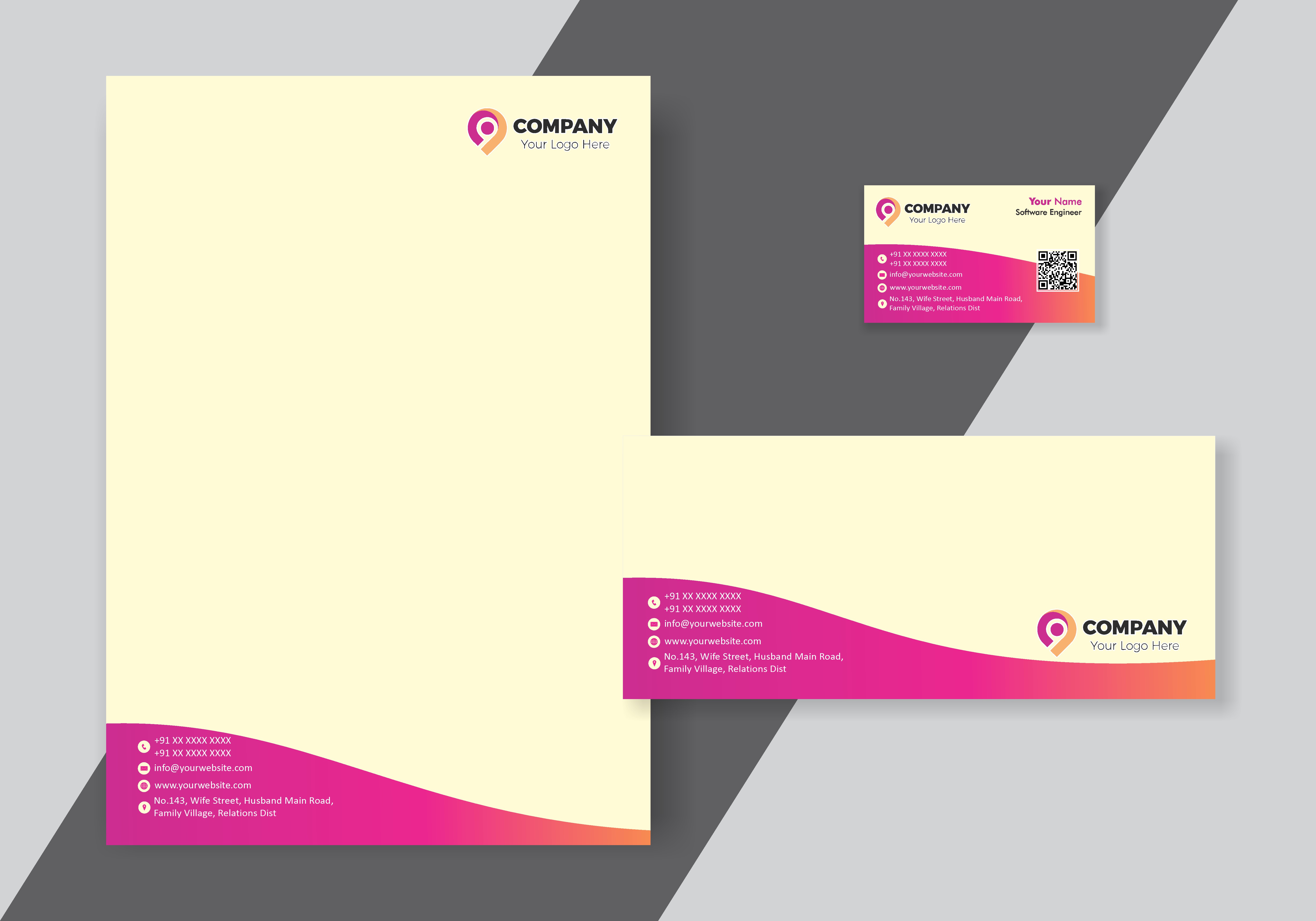 Minimal Visiting Card Letterhead Envelope Combo 048