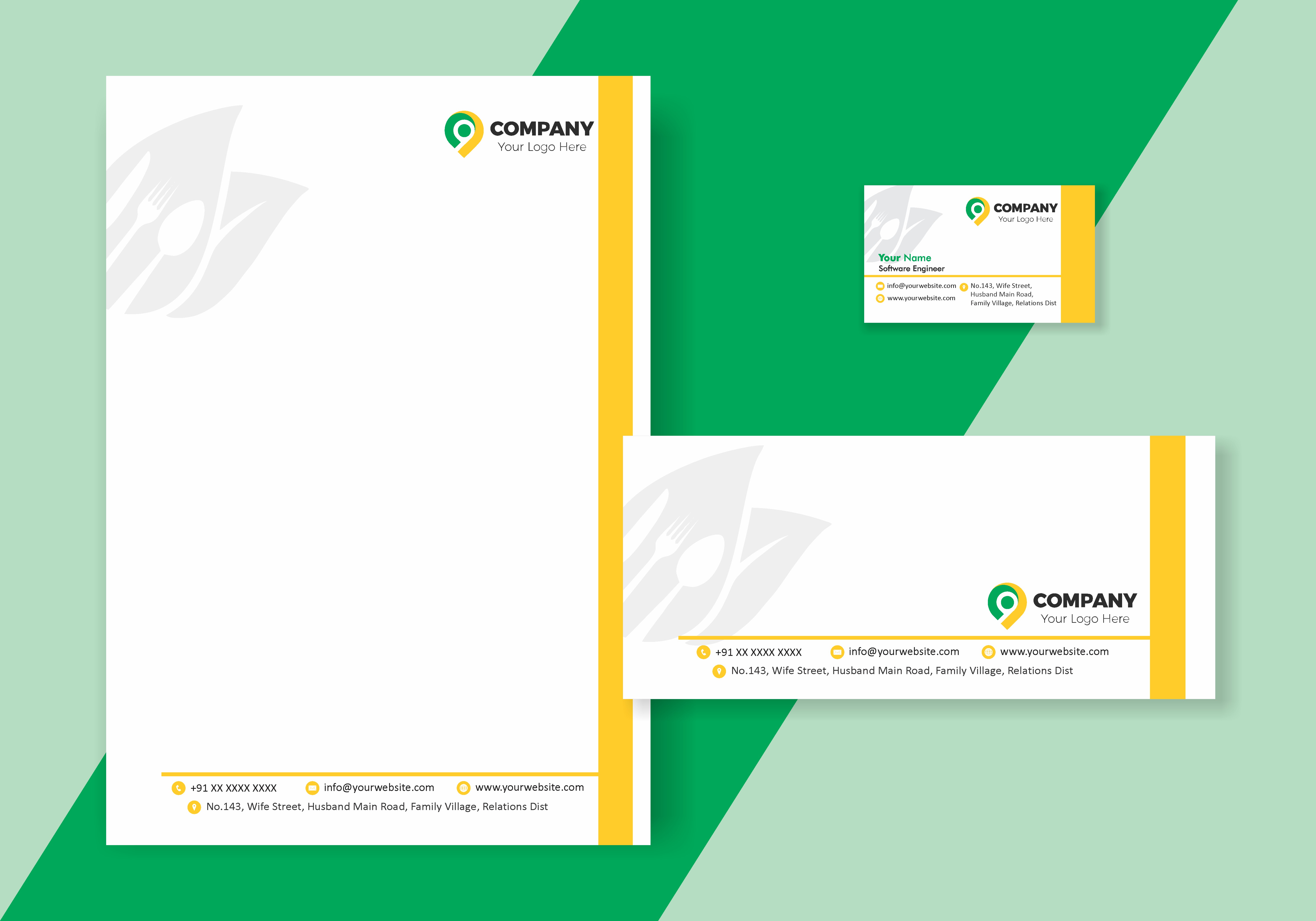 Elegant Visiting Card Letterhead Envelope Combo 005