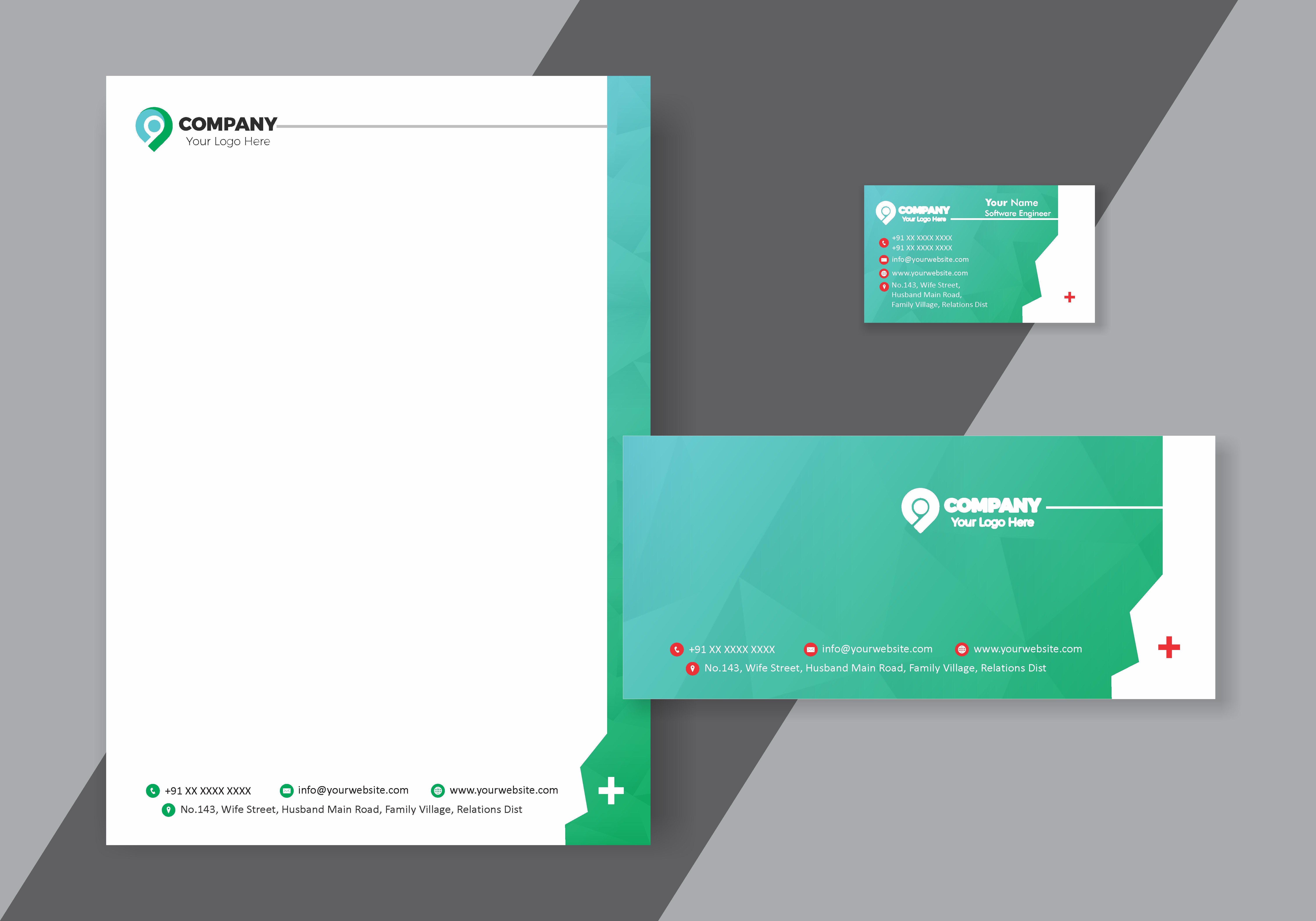 V Card + Letter Head + Envelop Bundle