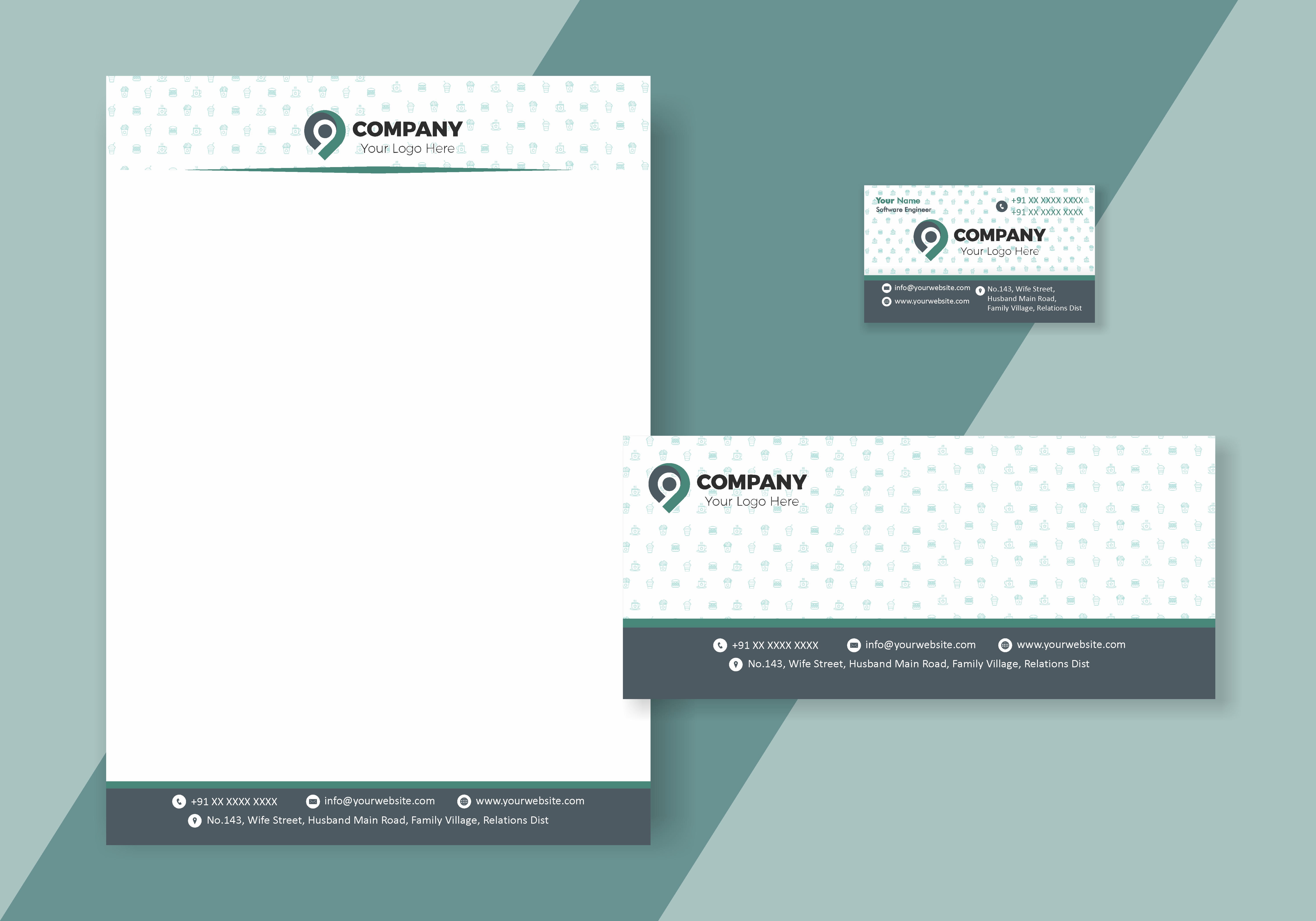 V Card + Letter Head + Envelop Bundle
